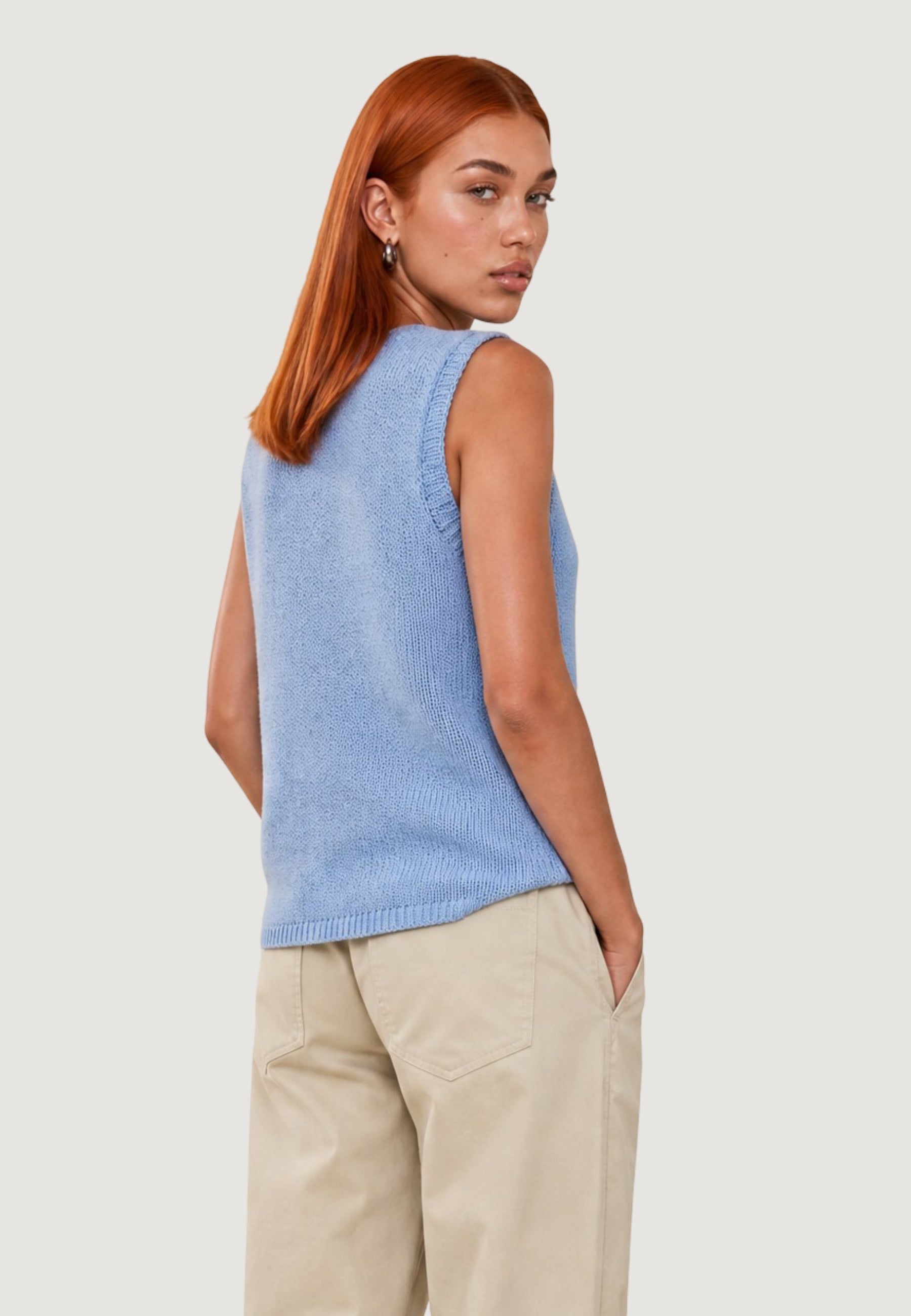 Cardigan pull s/maniche 26239 Cielo