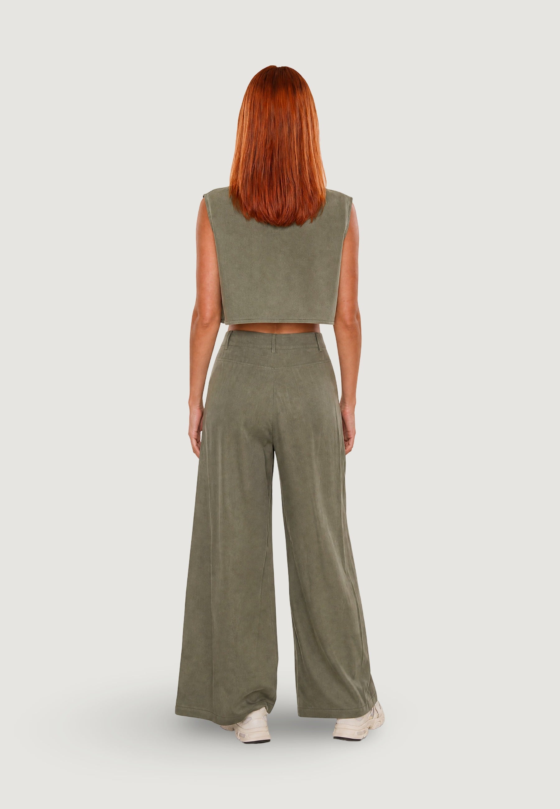 Pantaloni pant. palazzo tencel 30901-2 Militare
