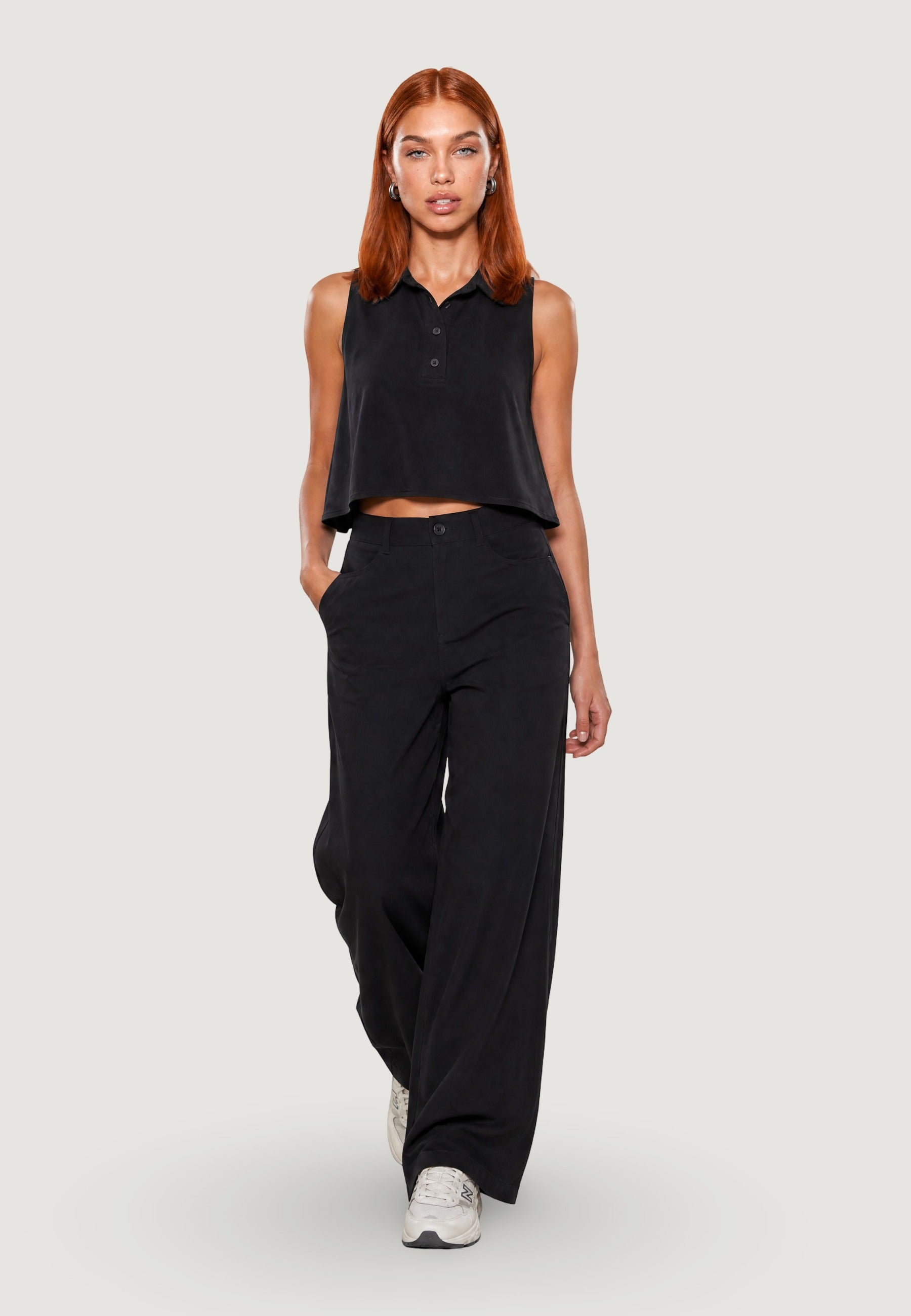Pantaloni pant. palazzo tencel 30901-2 Nero