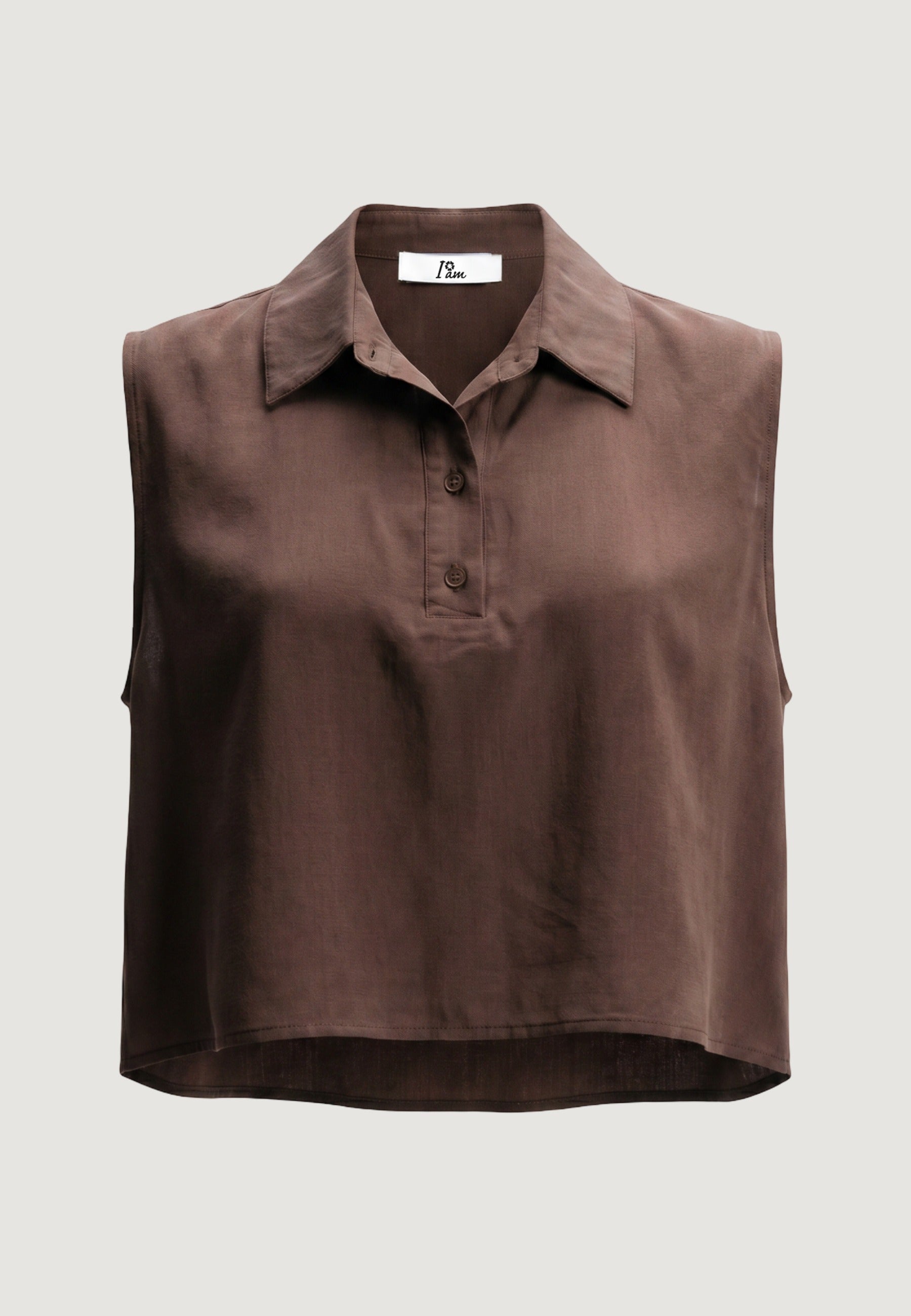 Camicia a Maniche Corte camicia crop tencel 30902-2 Caffè