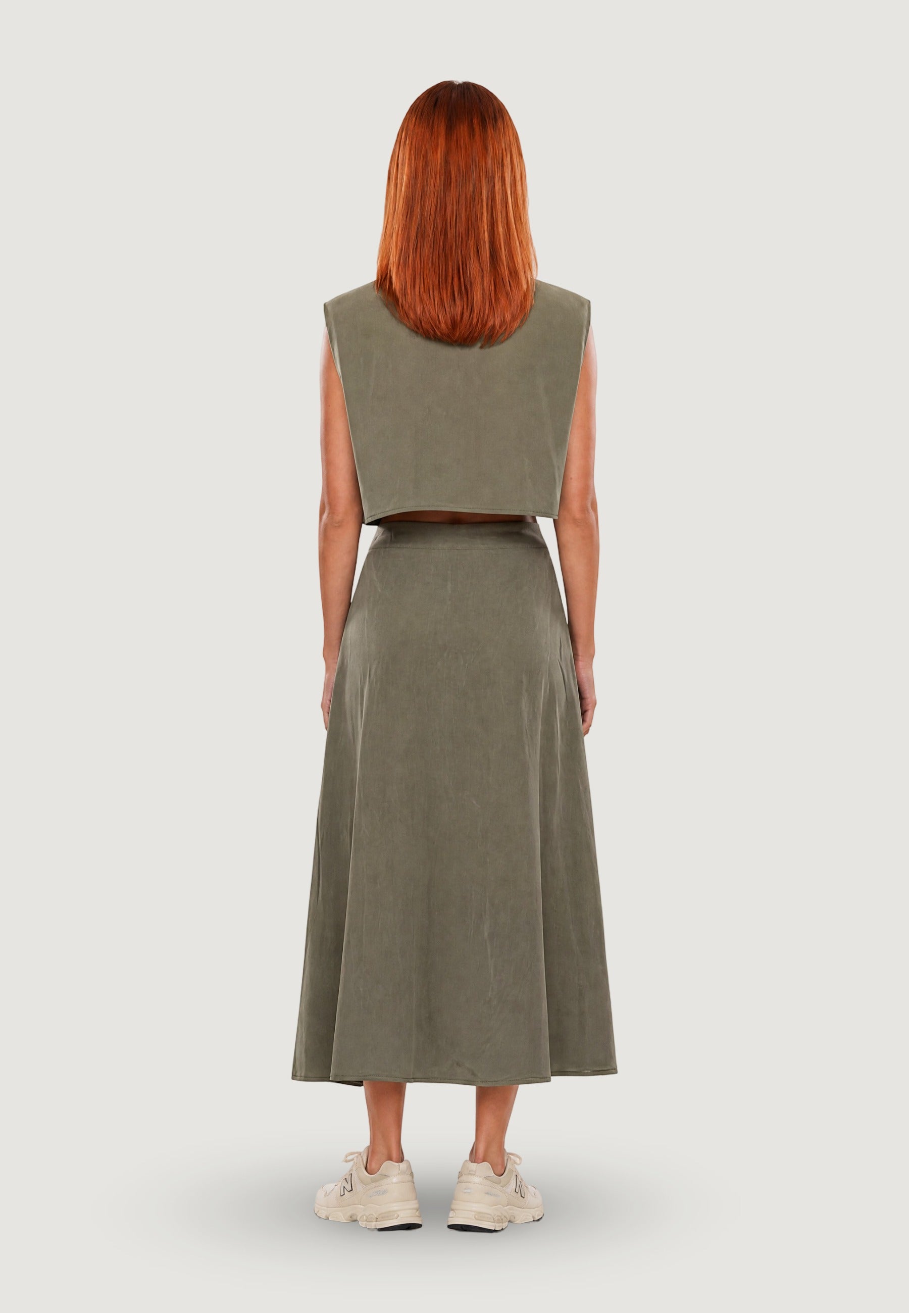 Camicia a Maniche Corte camicia crop tencel 30902-2 Militare