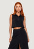 I Am Camicia a Maniche Corte camicia crop tencel 30902-2 Nero