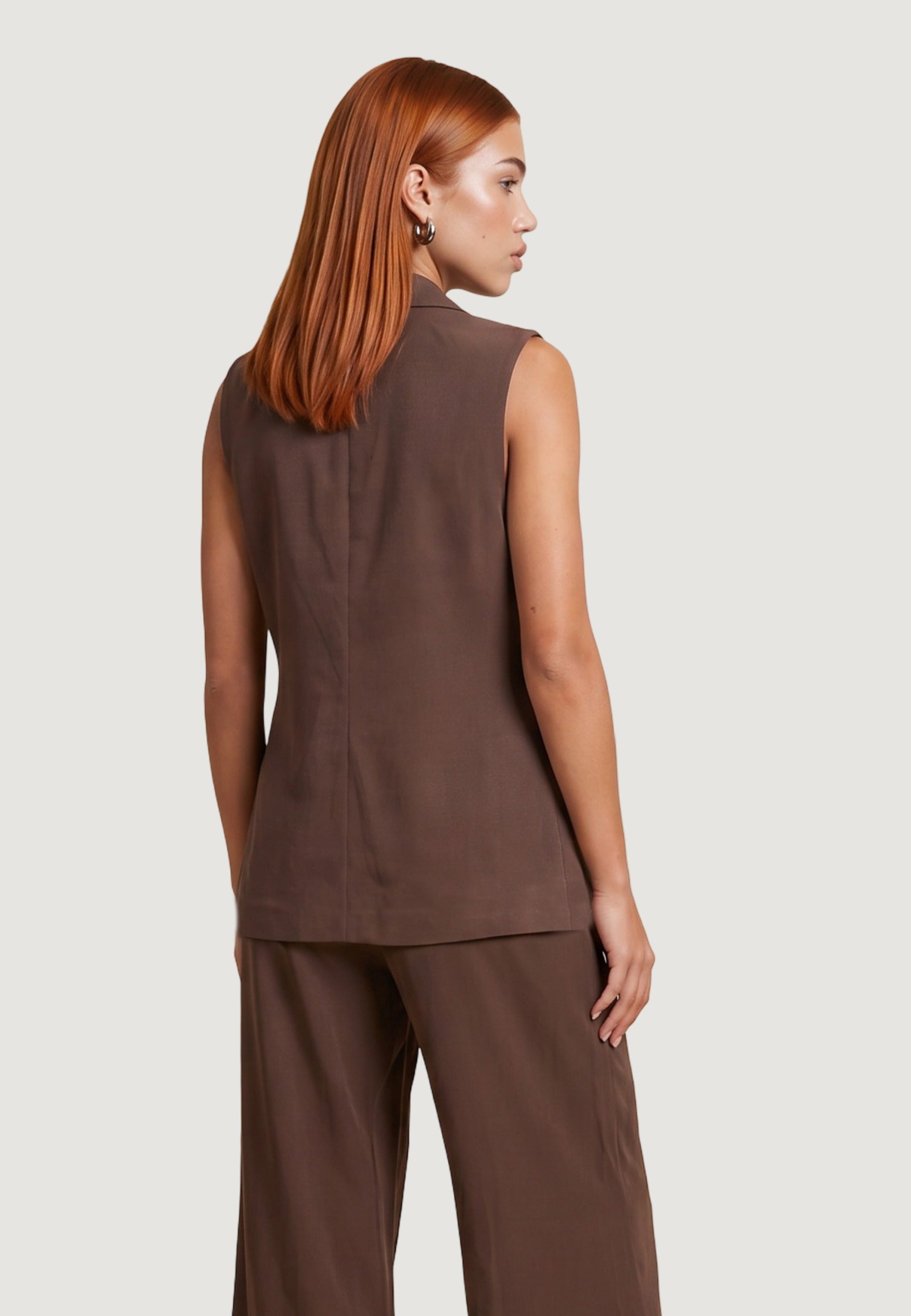 Gilet Elegante gilet tencel 30912-2 Caffè