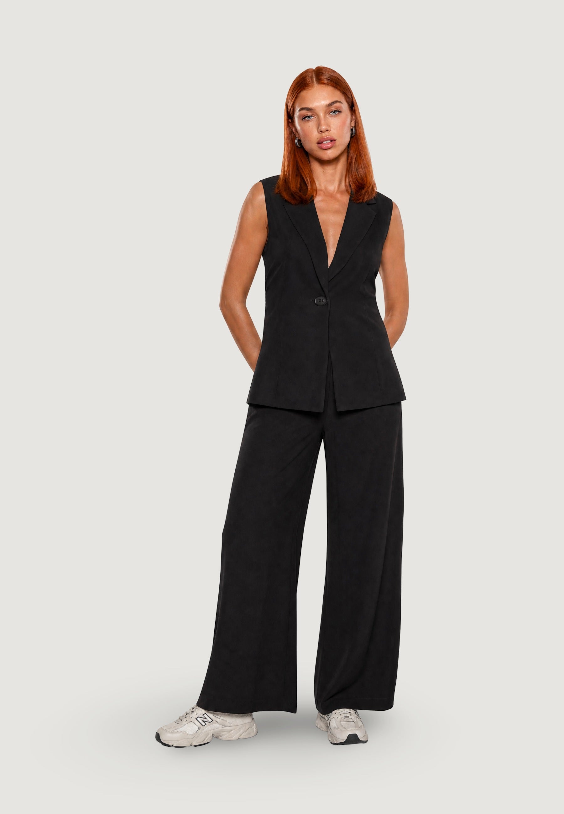 Gilet Elegante gilet tencel 30912-2 Nero