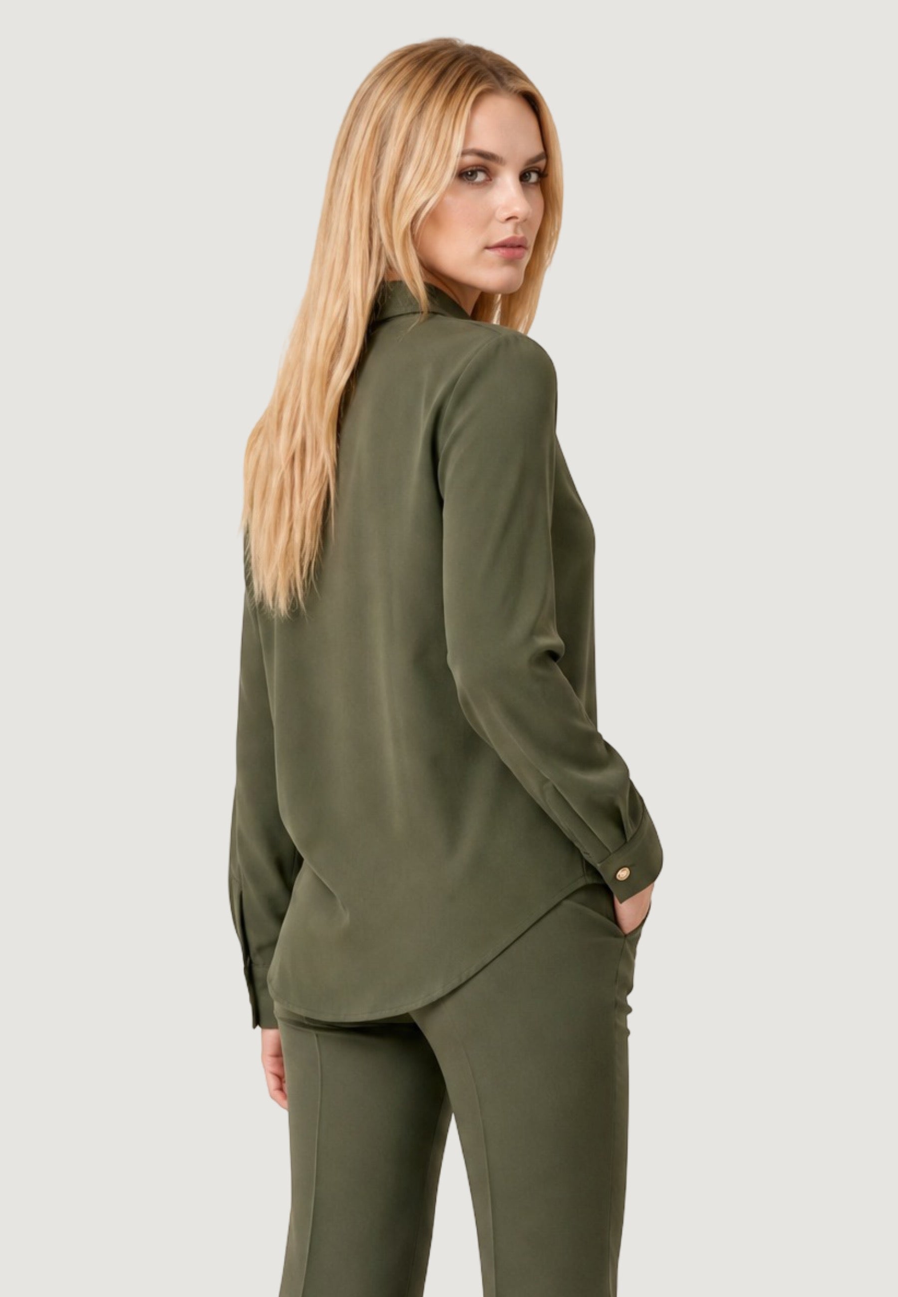 Camicia Overshirt overshirt tasche fluido 33067 Militare
