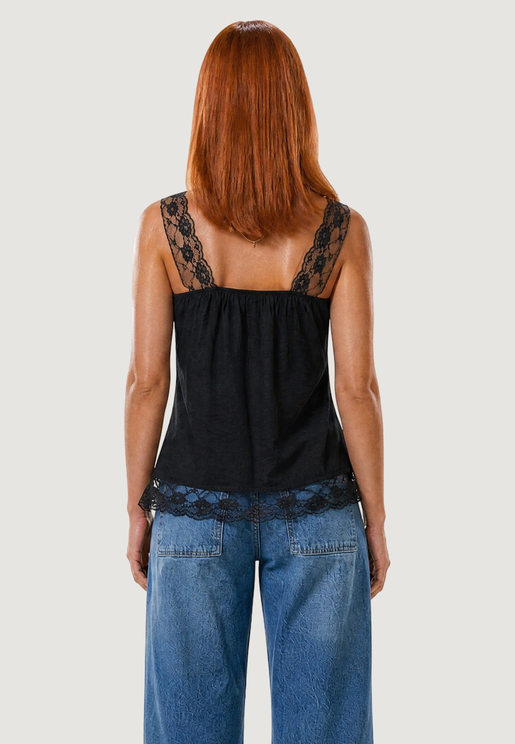 Top top crinkle + pizzo 53127-3 Cioccolato