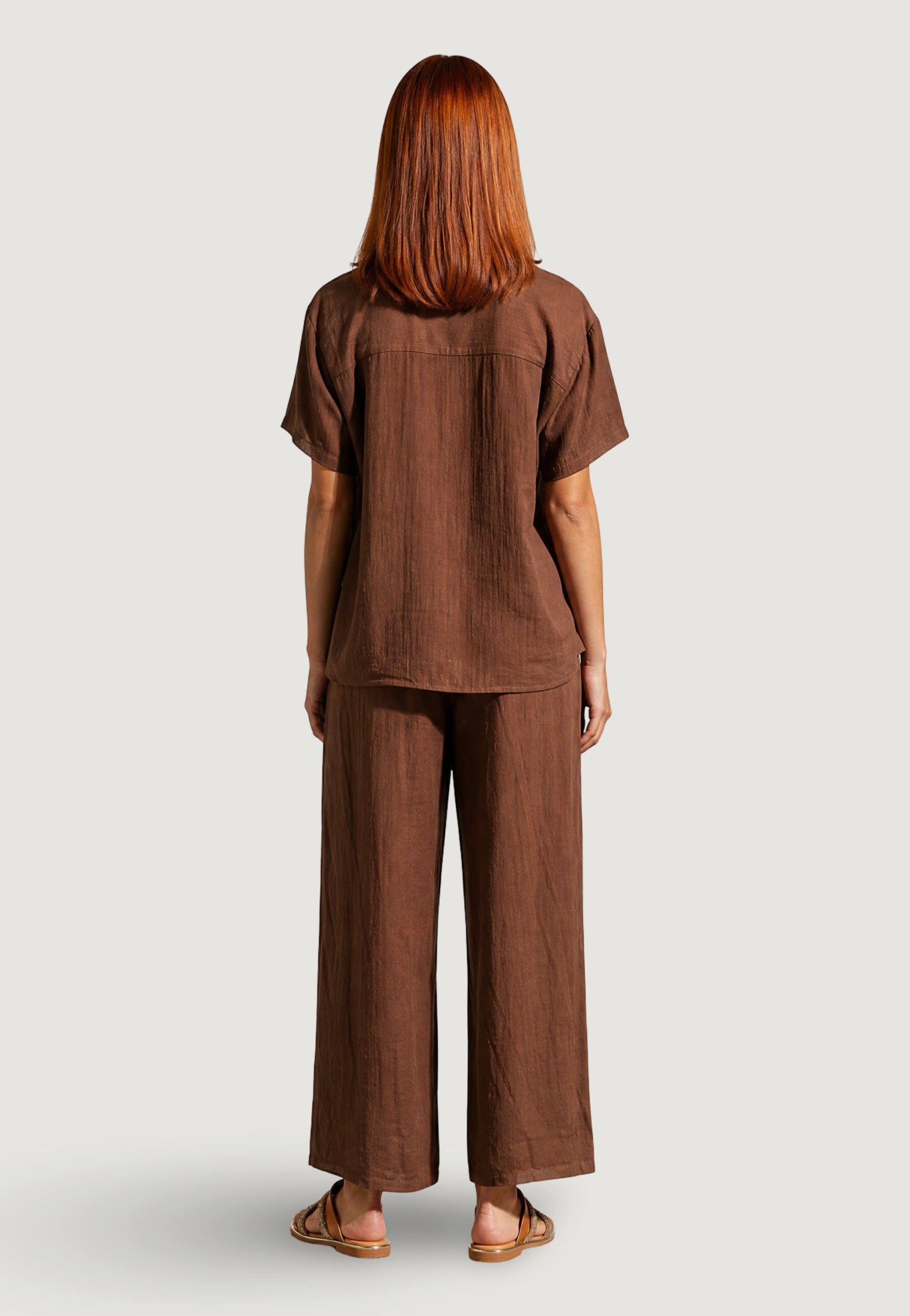 Camicia Overshirt camicia crinkle 53173-3 Cioccolato