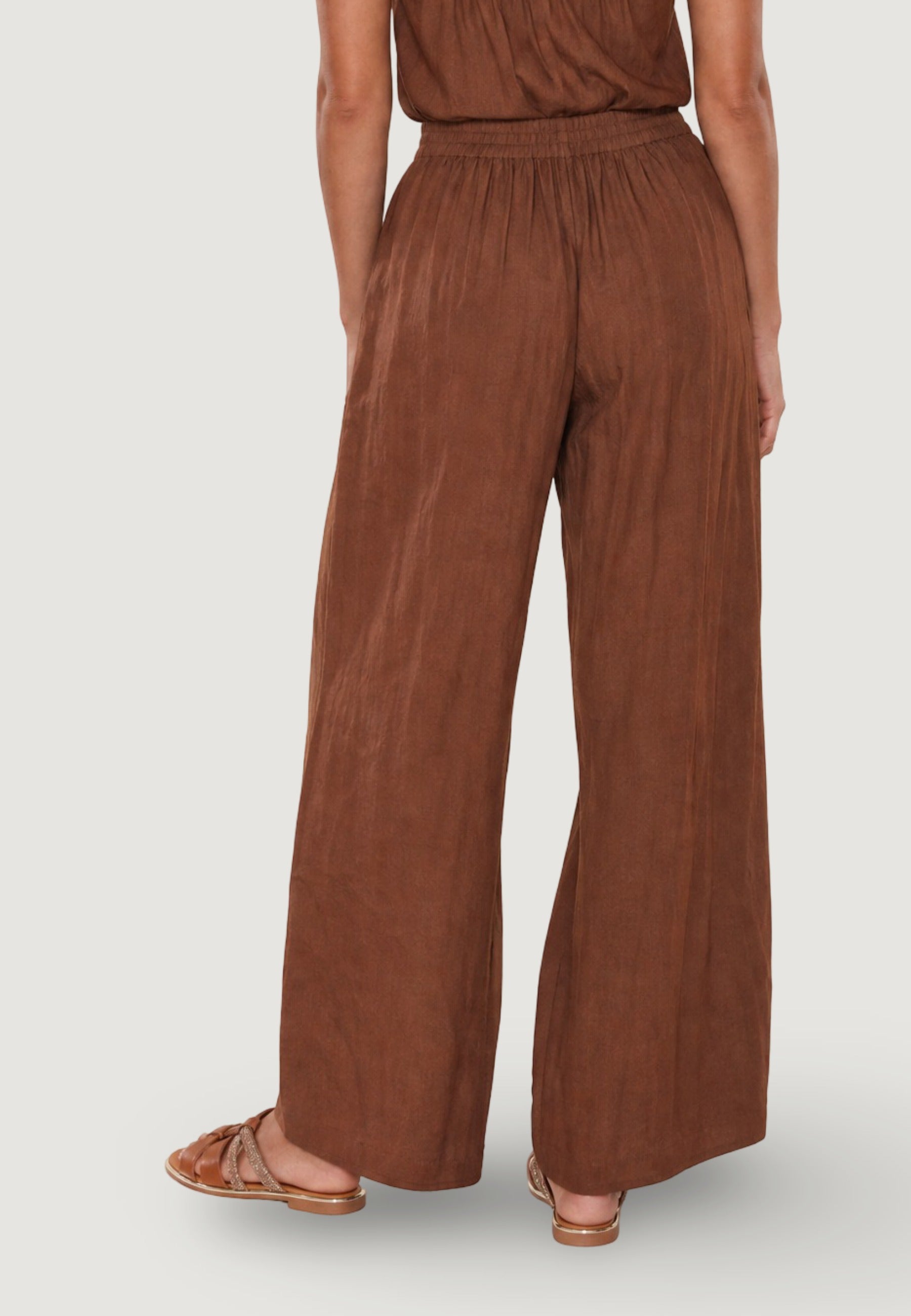 Pantaloni pantalone crinkle 56070-3 Cioccolato