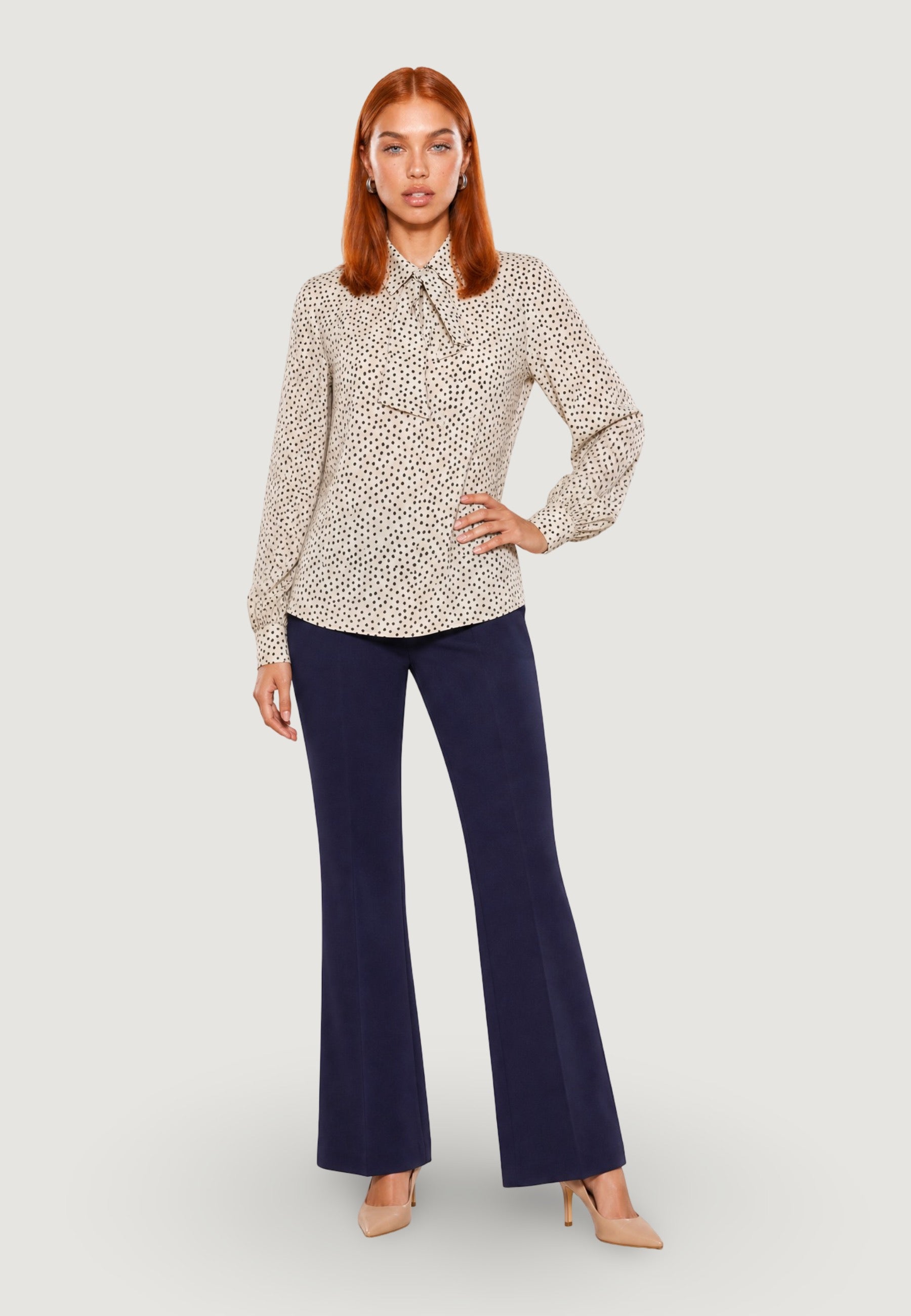 Blusa blusa doppia georgette con cravattino 9060 Panna