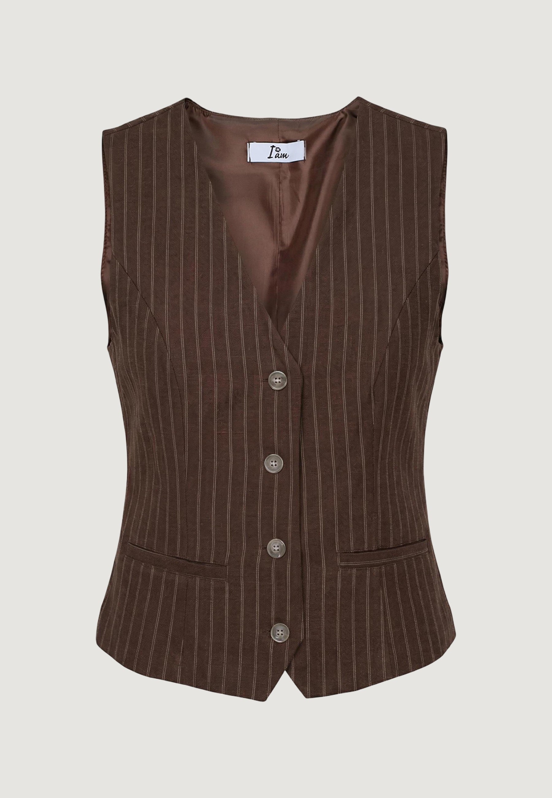 Gilet Elegante gilet gessato lurex 95105 Cacao