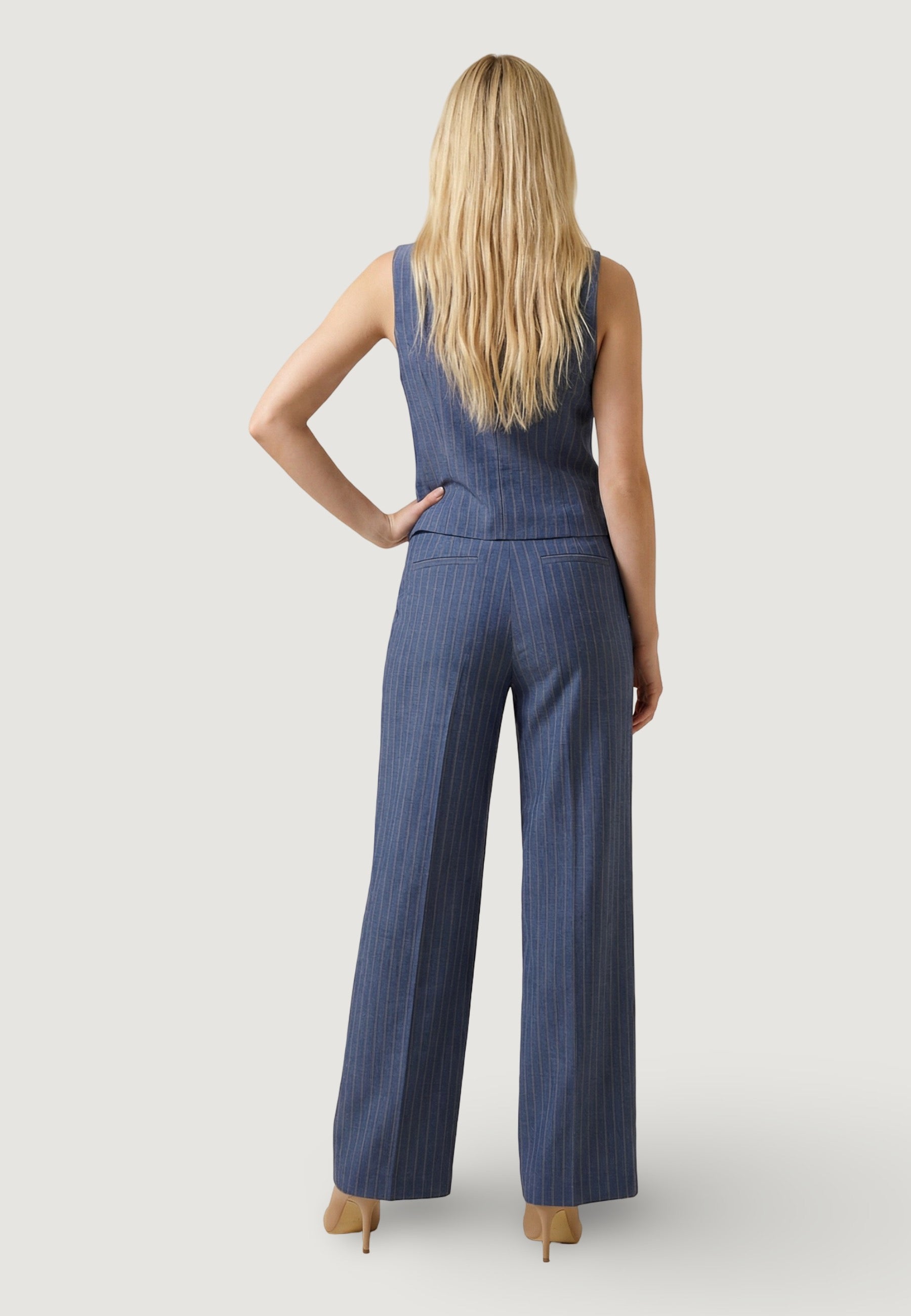 Gilet Elegante gilet gessato lurex 95105 Denim