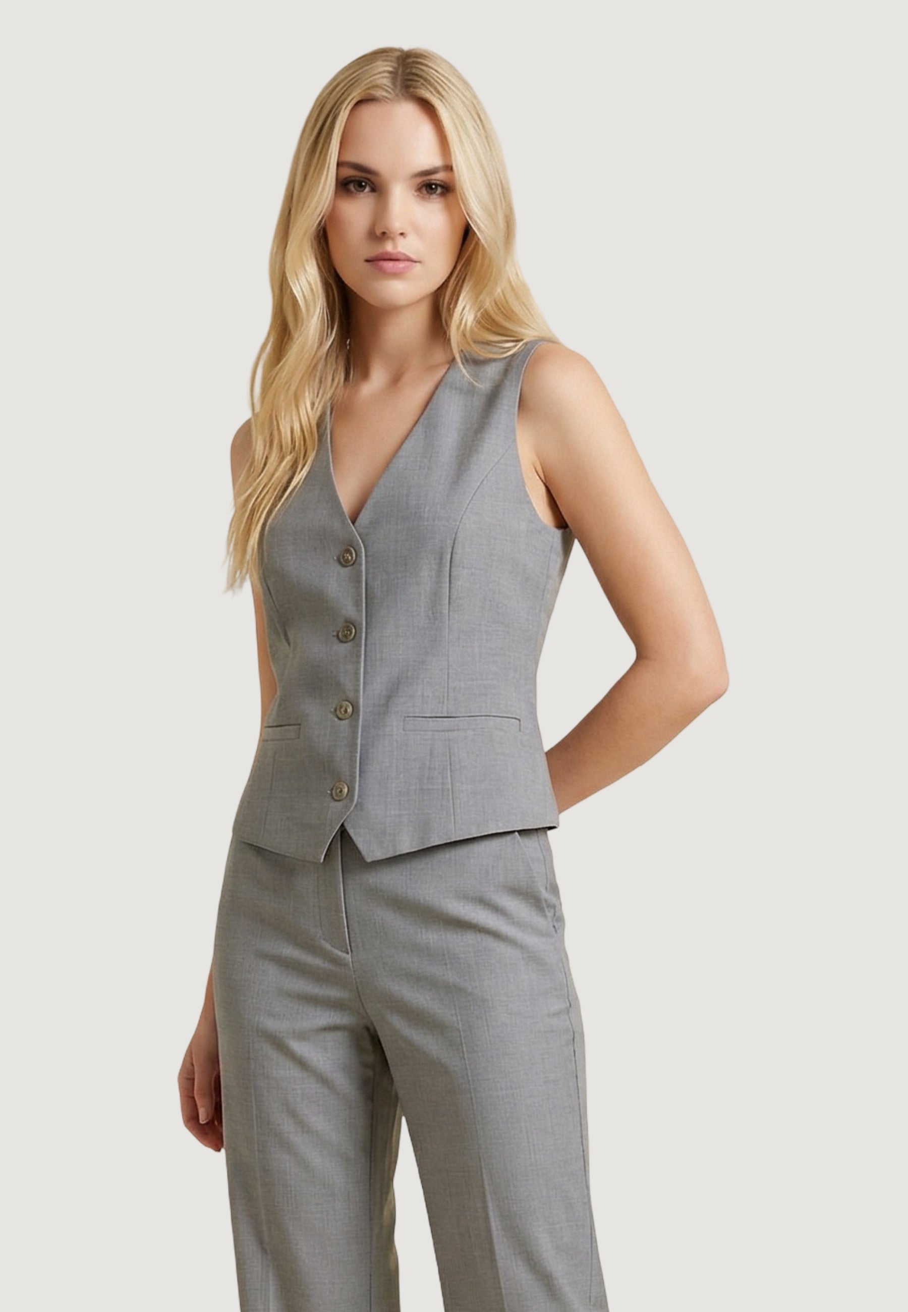 Gilet Elegante gilet gessato lurex 95105 Grigio