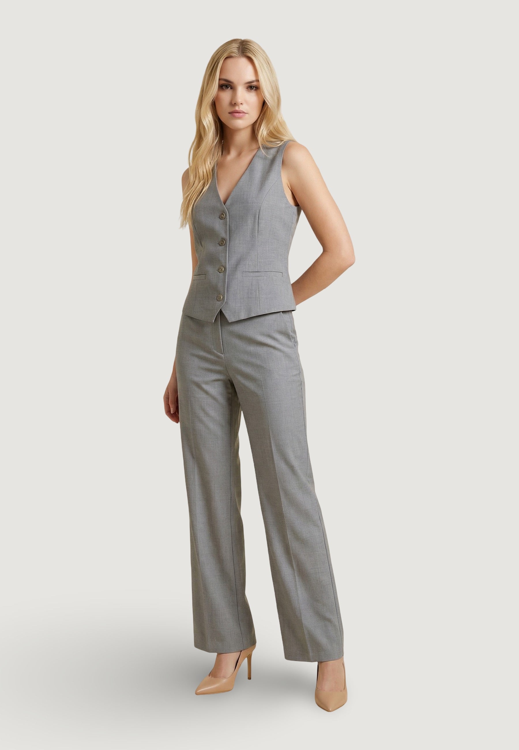 Gilet Elegante gilet gessato lurex 95105 Grigio