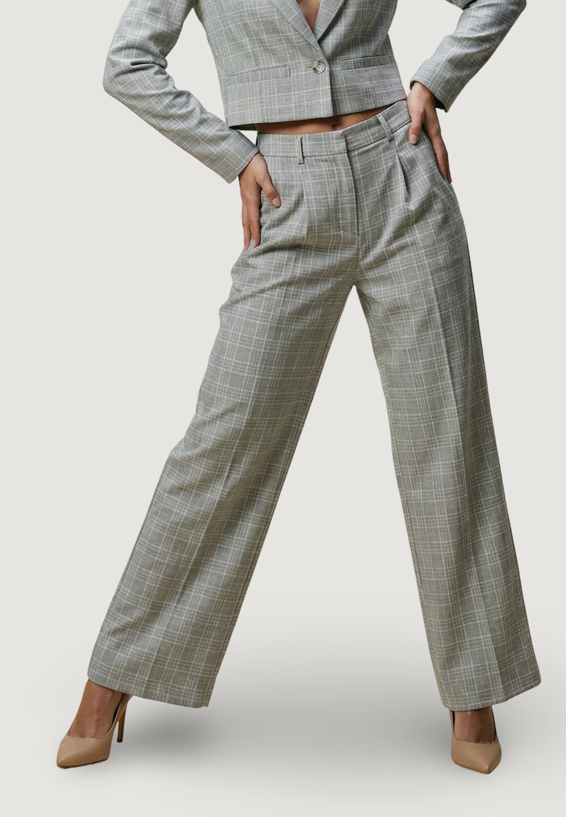 Pantaloni pantalone quadri 95109 Check Beige