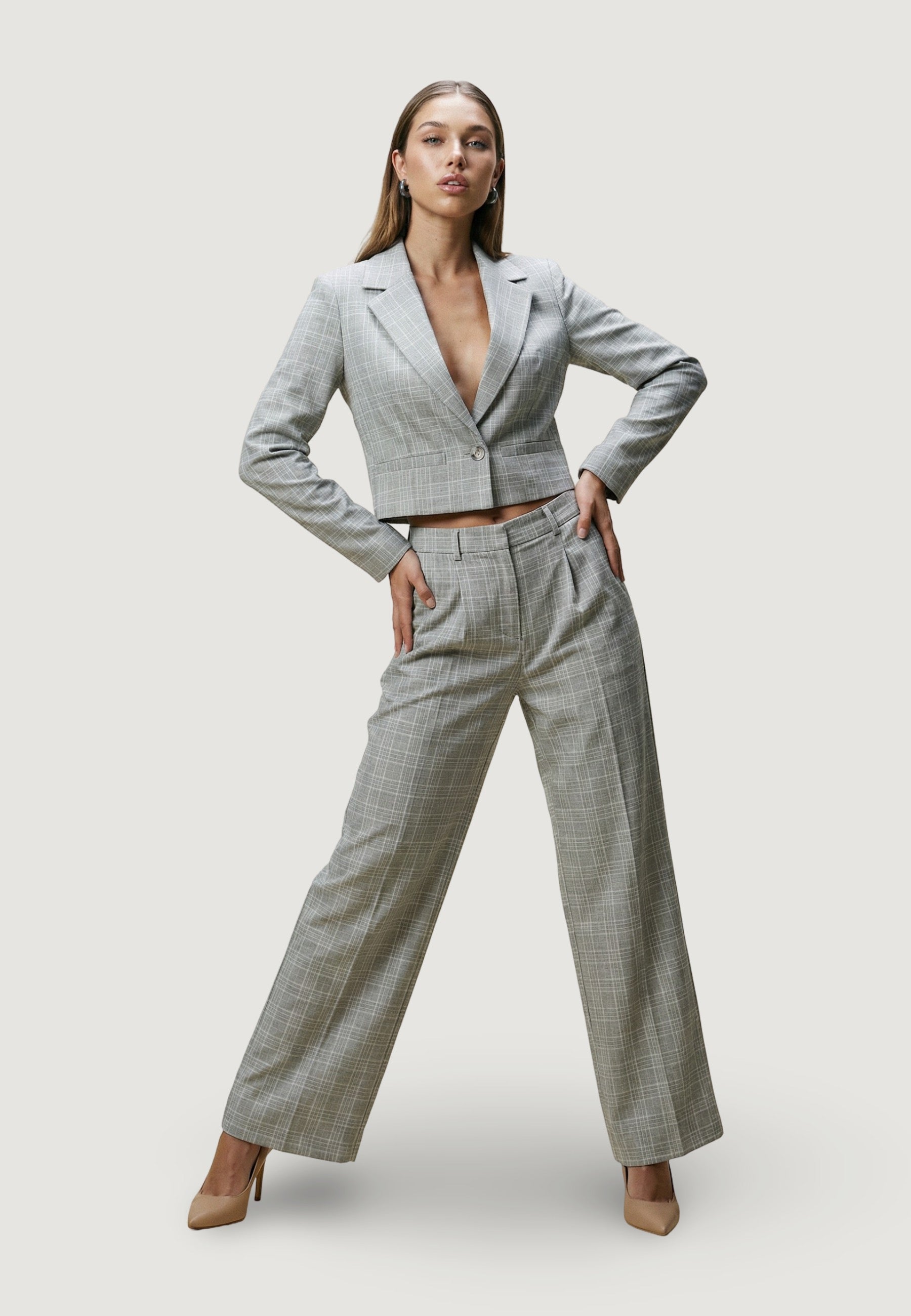 Pantaloni pantalone quadri 95109 Check Beige