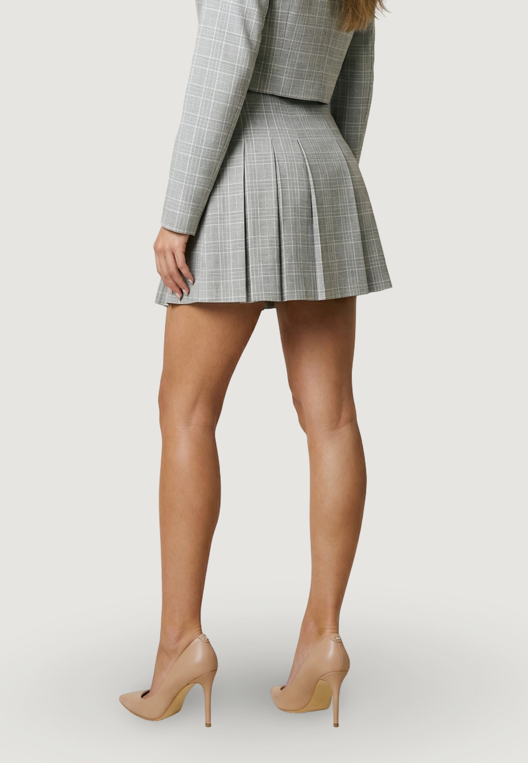 Gonna mini a pieghe t/ unita 95231 Check Beige