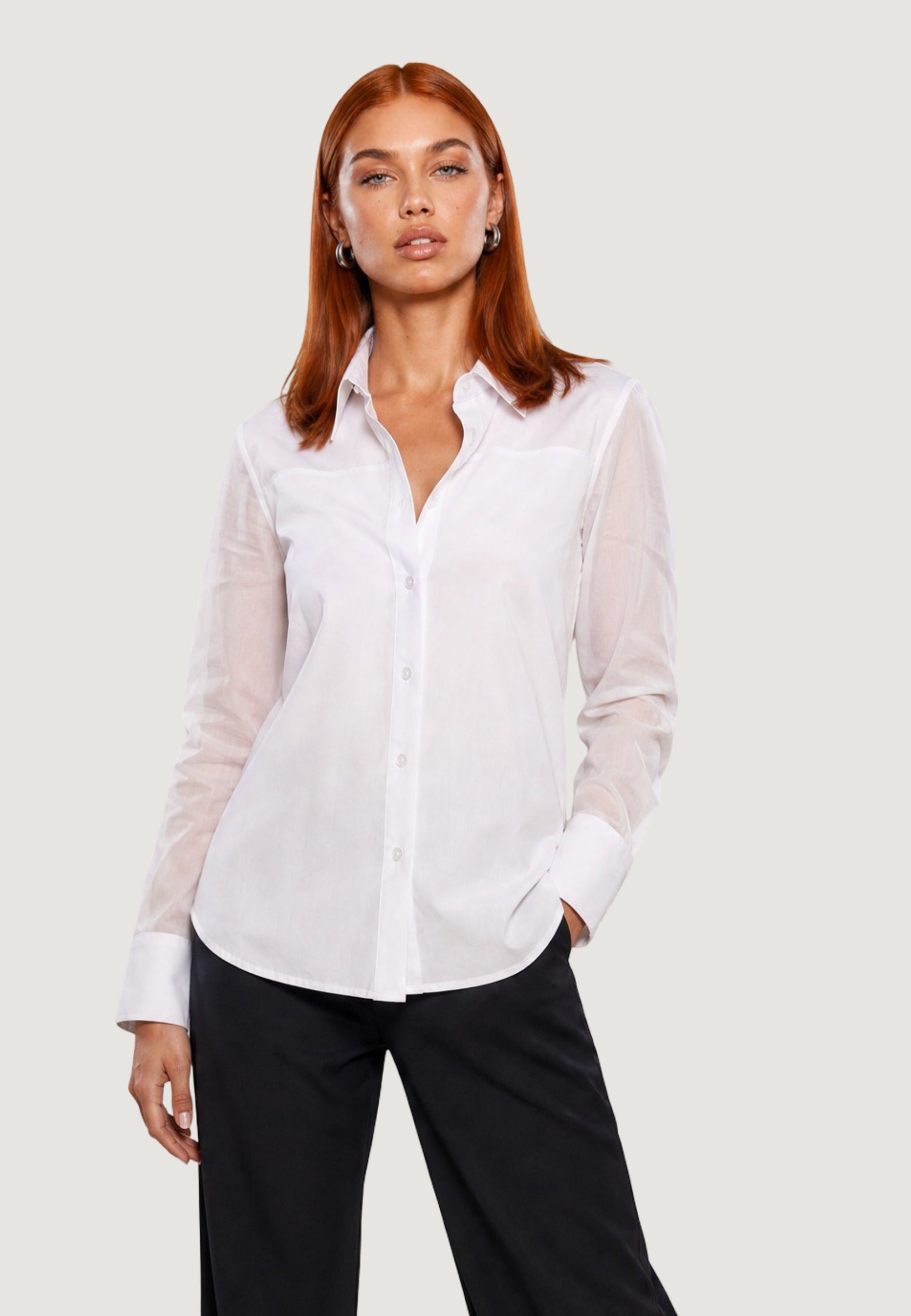 Camicia a Maniche Lunghe camicia c/sprone mussola PE26038 Bianco
