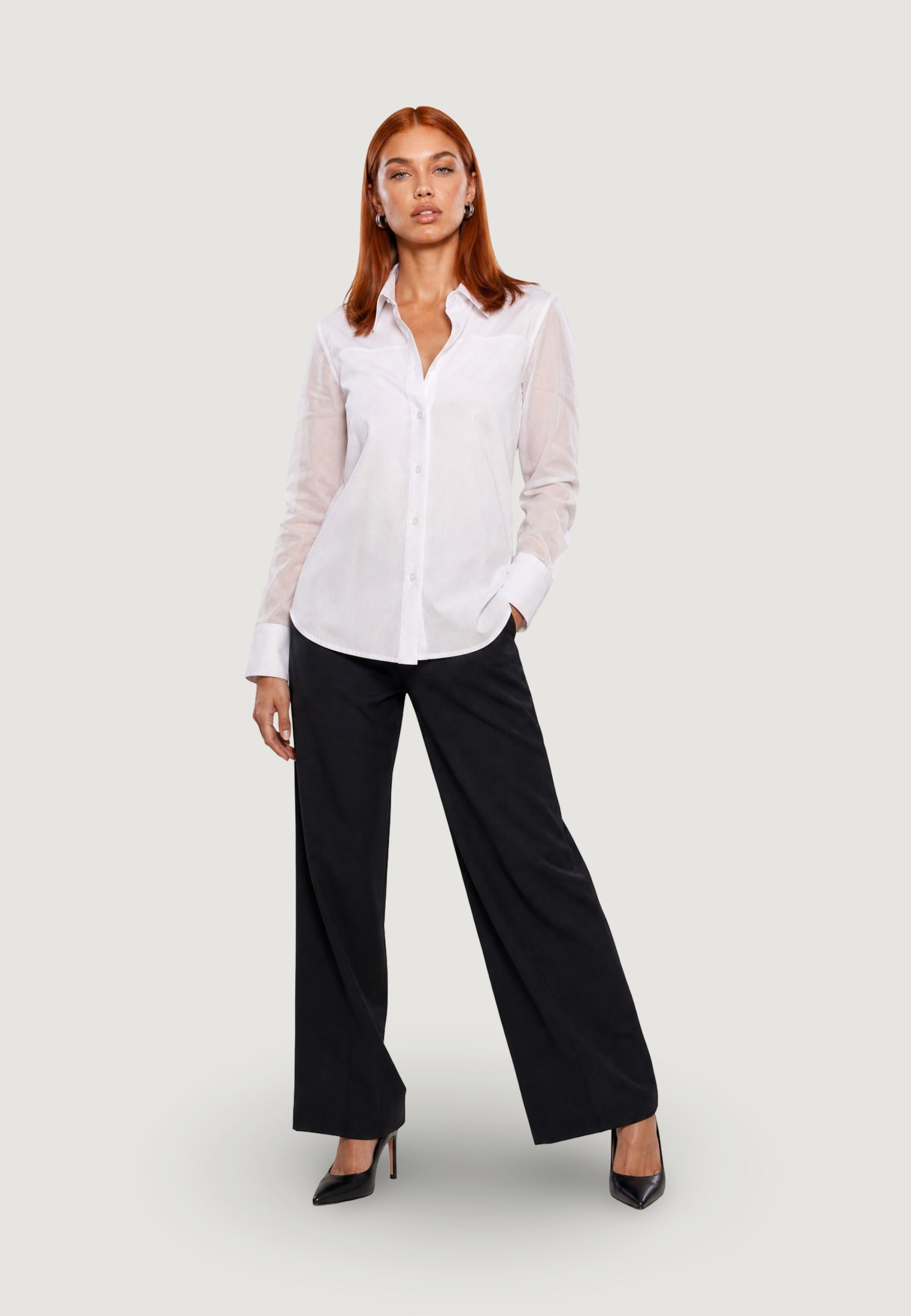 Camicia a Maniche Lunghe camicia c/sprone mussola PE26038 Bianco