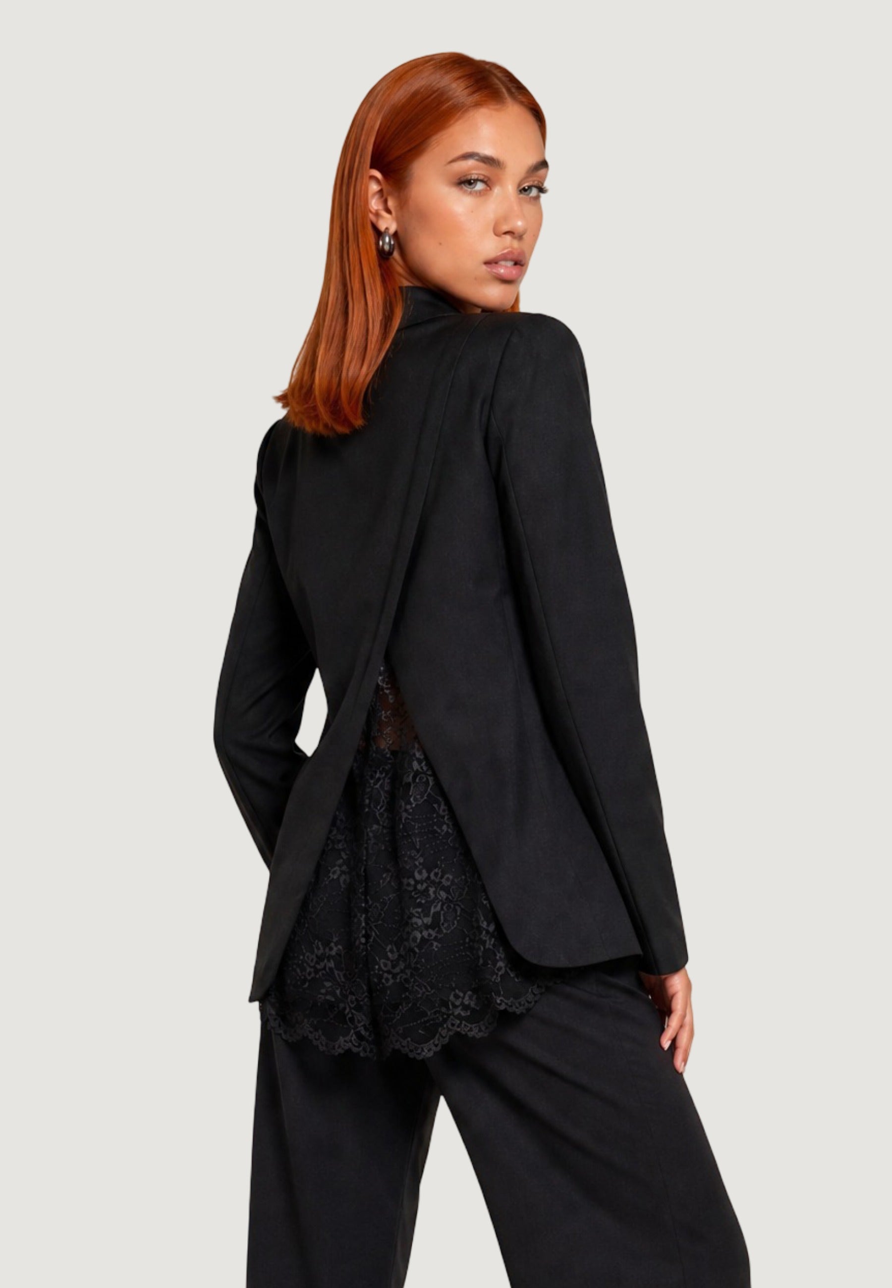 Giacca giacca slim con pizzo PE26063 Nero