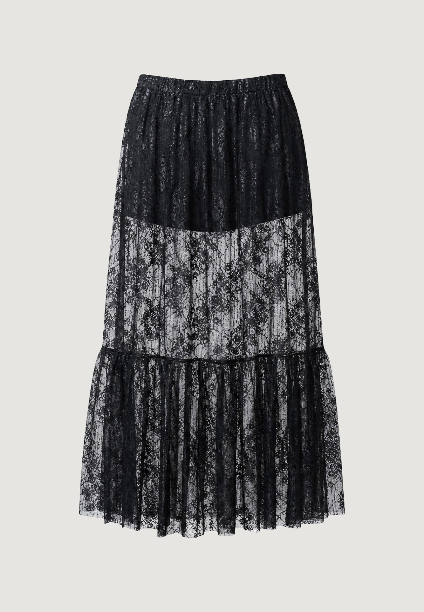Gonna gonnellone con pizzo PE26065 Nero