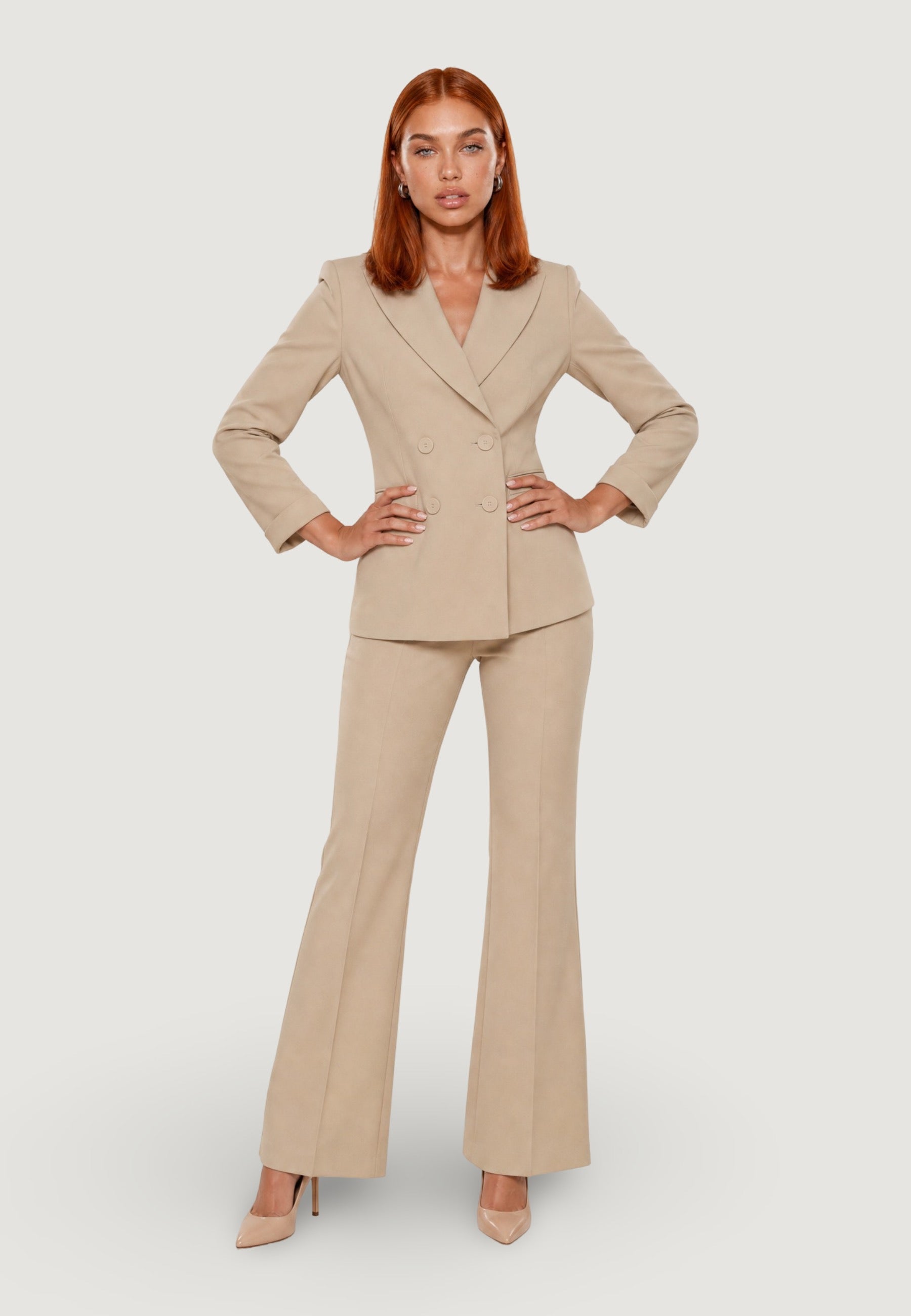 Giacca giacca doppio petto tess. scuba PE26075 Beige