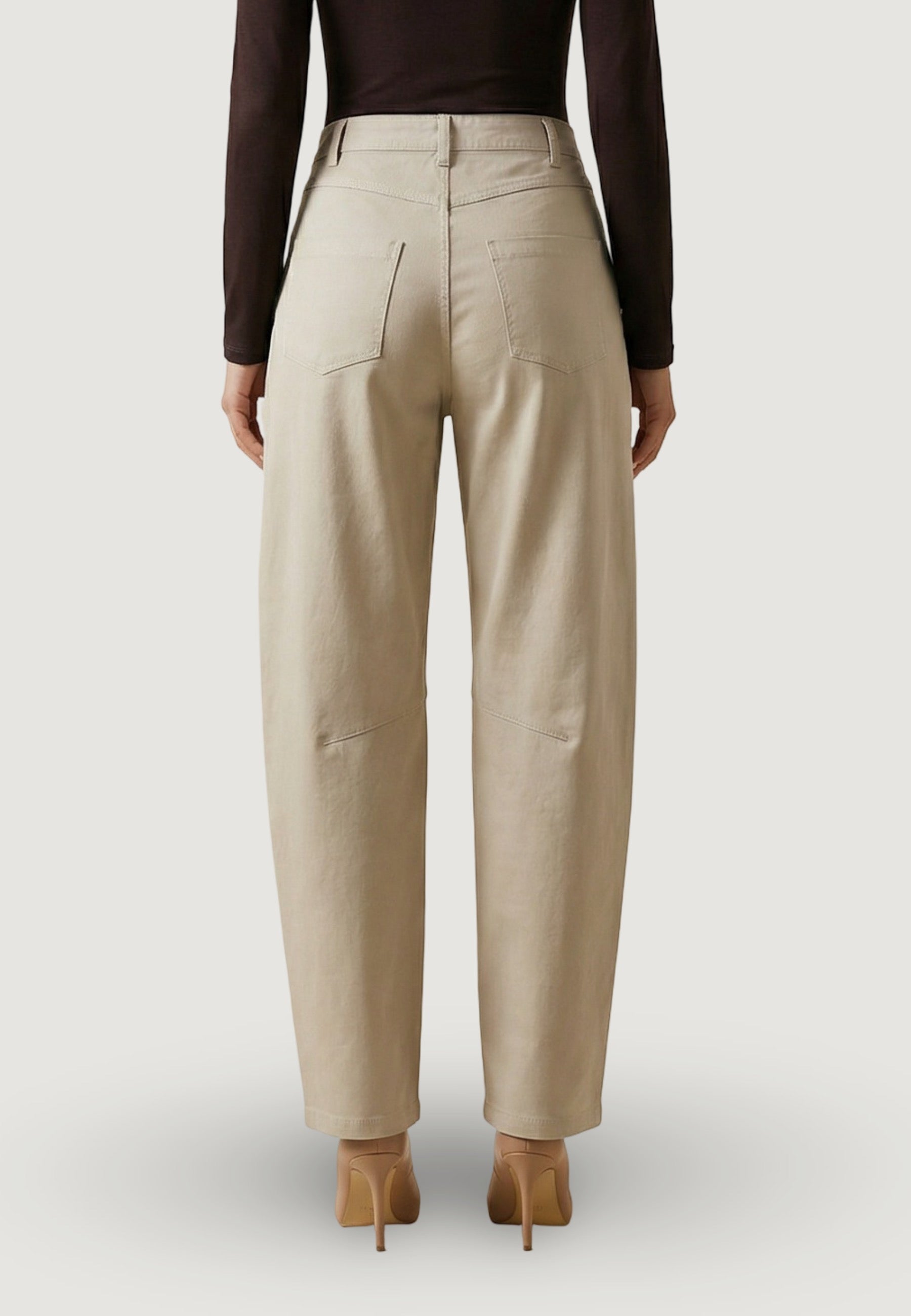 Pantaloni pantalone barrell gabardine PE26085 Beige