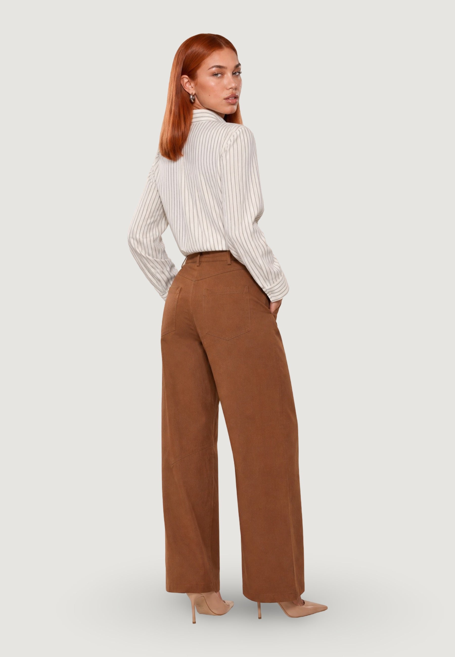 Pantaloni pantalone barrell gabardine PE26085 Tabacco