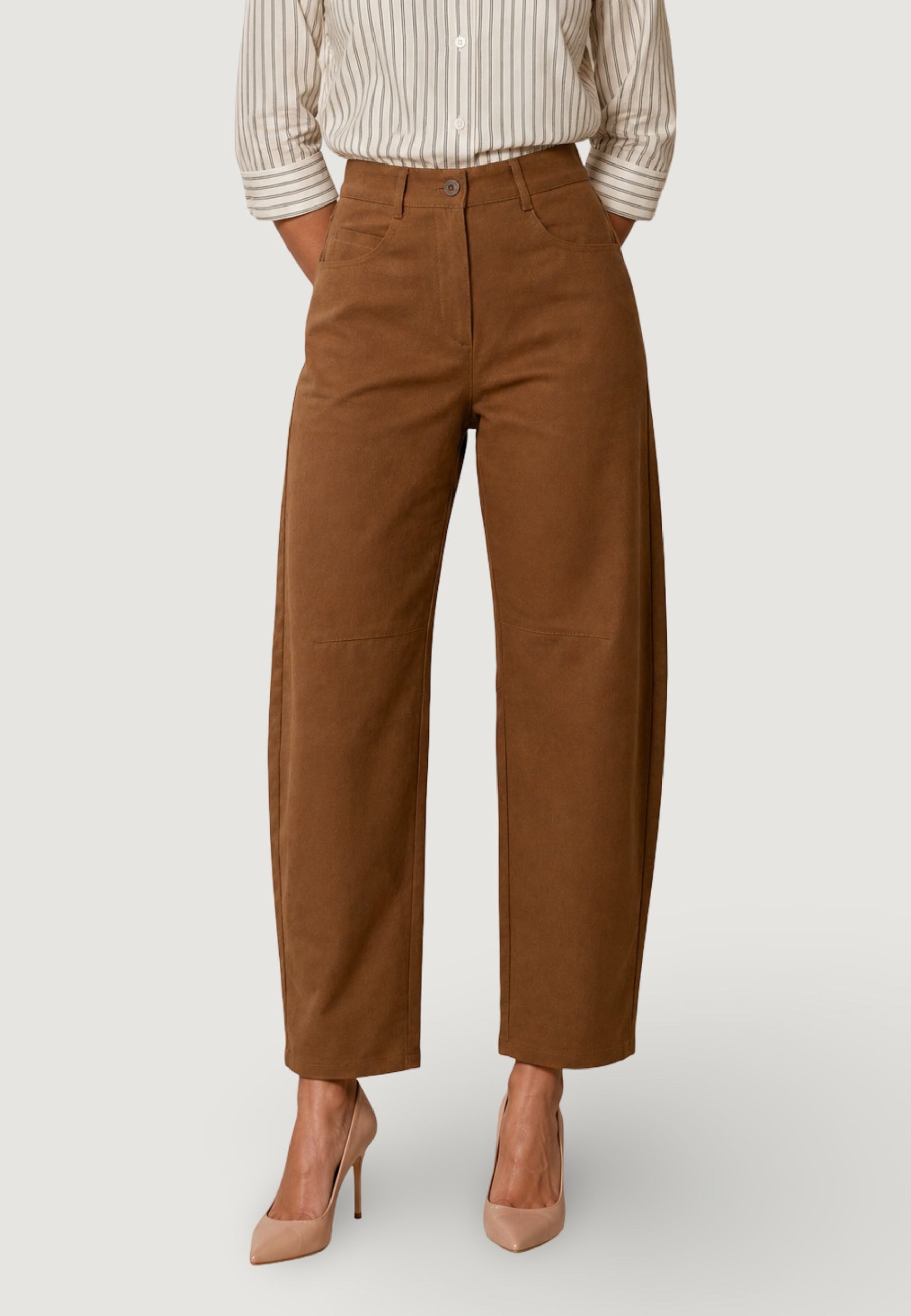 Pantaloni pantalone barrell gabardine PE26085 Tabacco