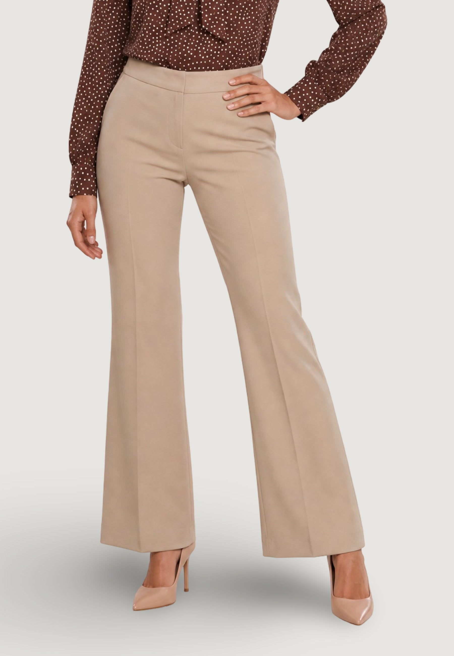 Pantaloni pantalone flare tess. scuba PE26100 Beige