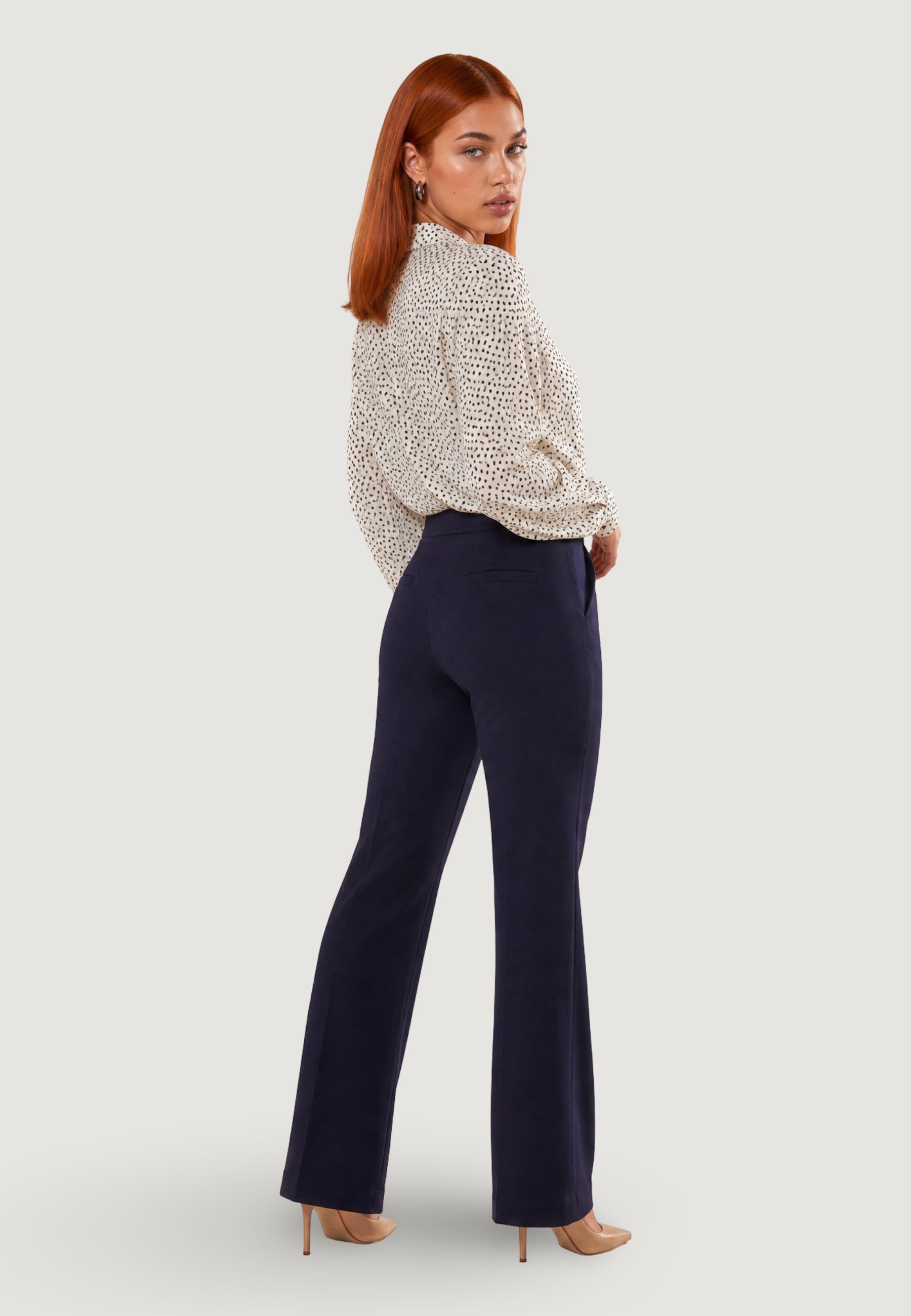 Pantaloni pantalone flare tess. scuba PE26100 Blu