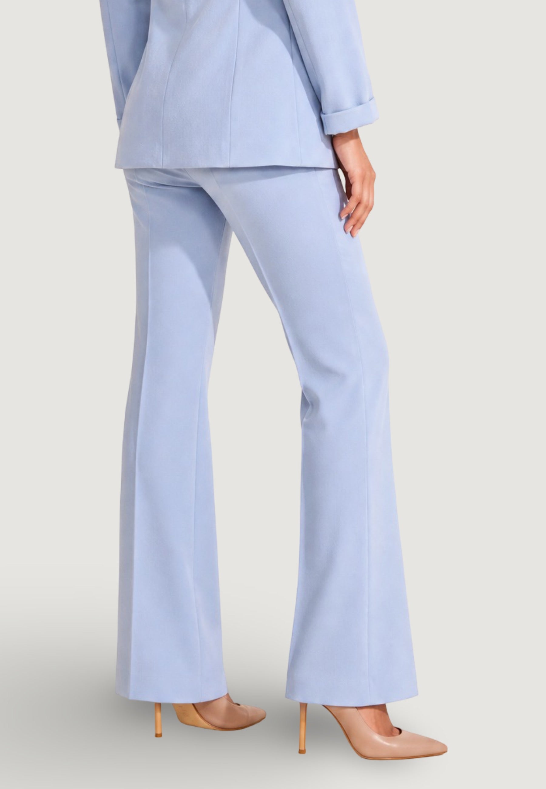 Pantaloni pantalone flare tess. scuba PE26100 Cielo