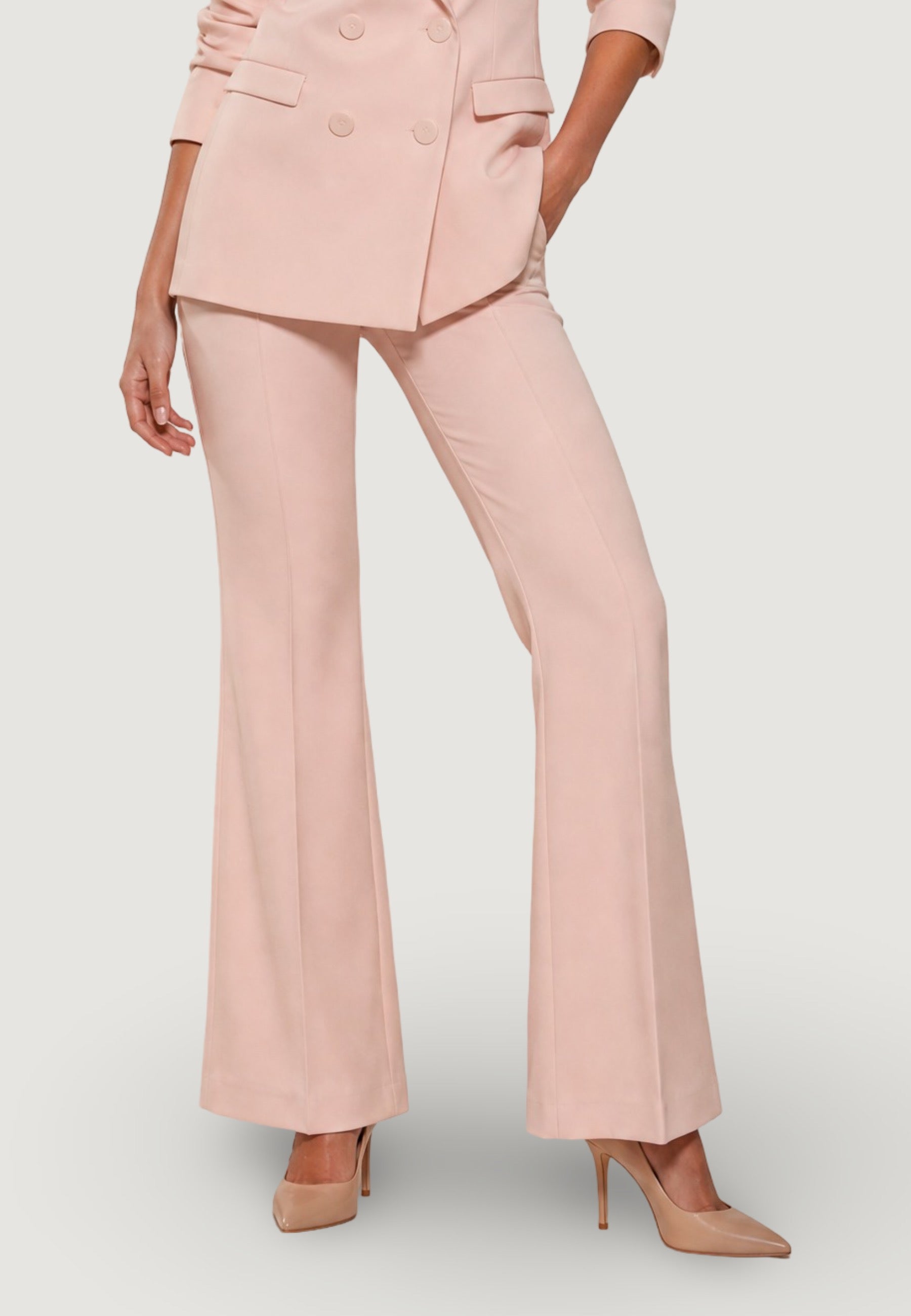 Pantaloni pantalone flare tess. scuba PE26100 Rosa