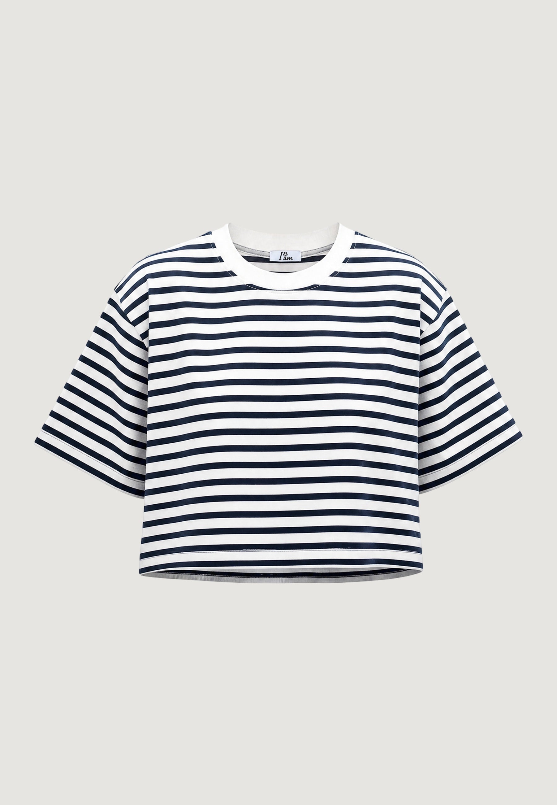 T-shirt a Maniche Corte SLE6TS241028D Panna, blu