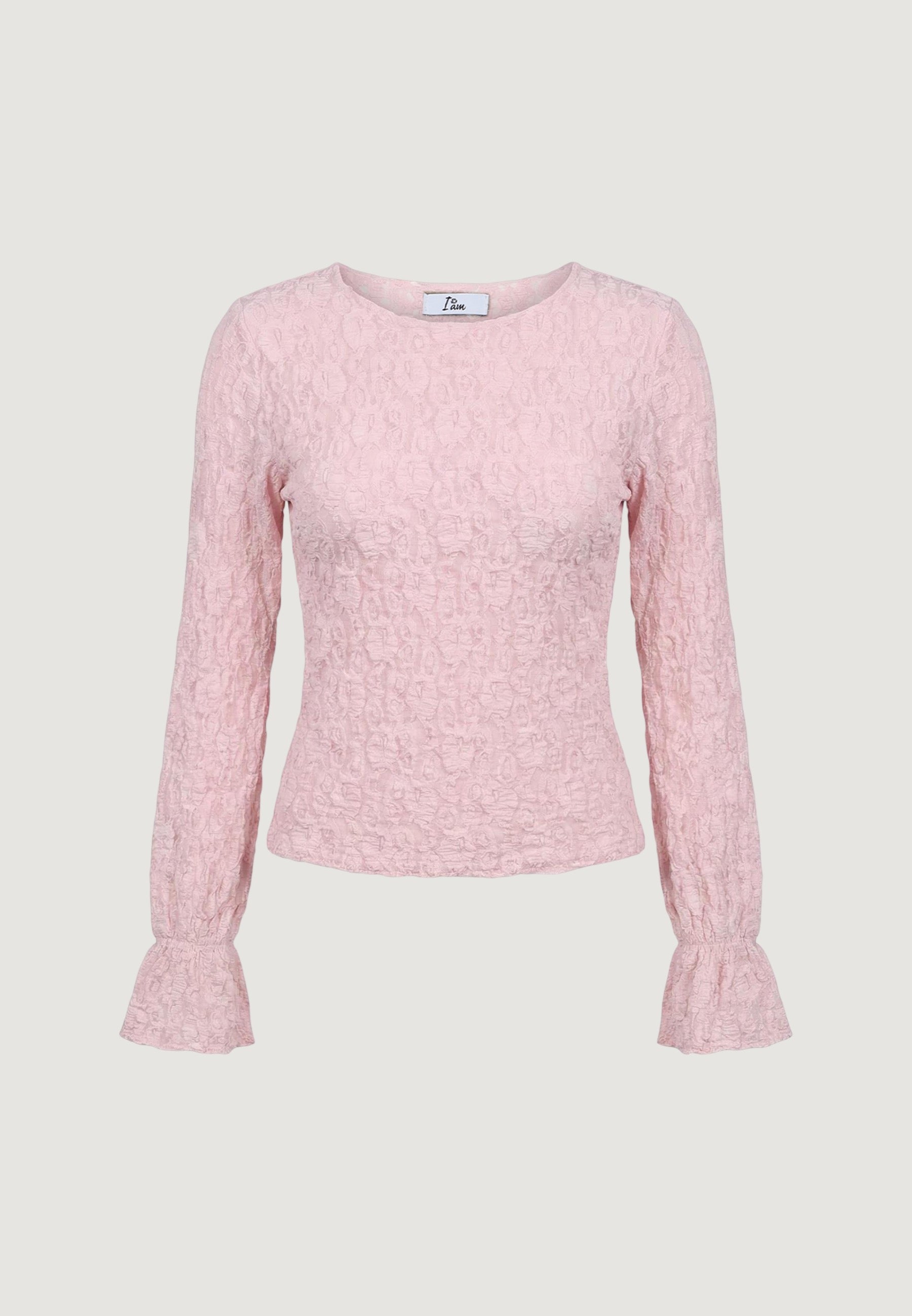 Top top in pizzo elastico c/manica rouches T2517 Cipria