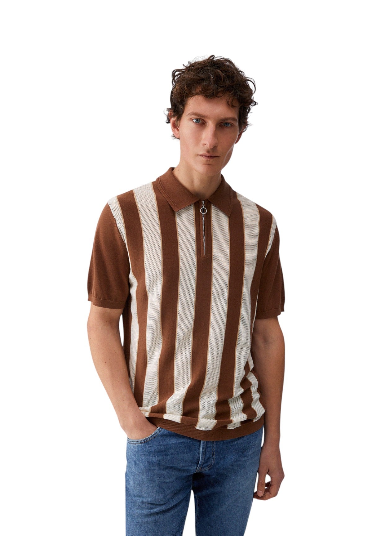 Polo Jersey QA6122 Cognac, Lt Rainy Day