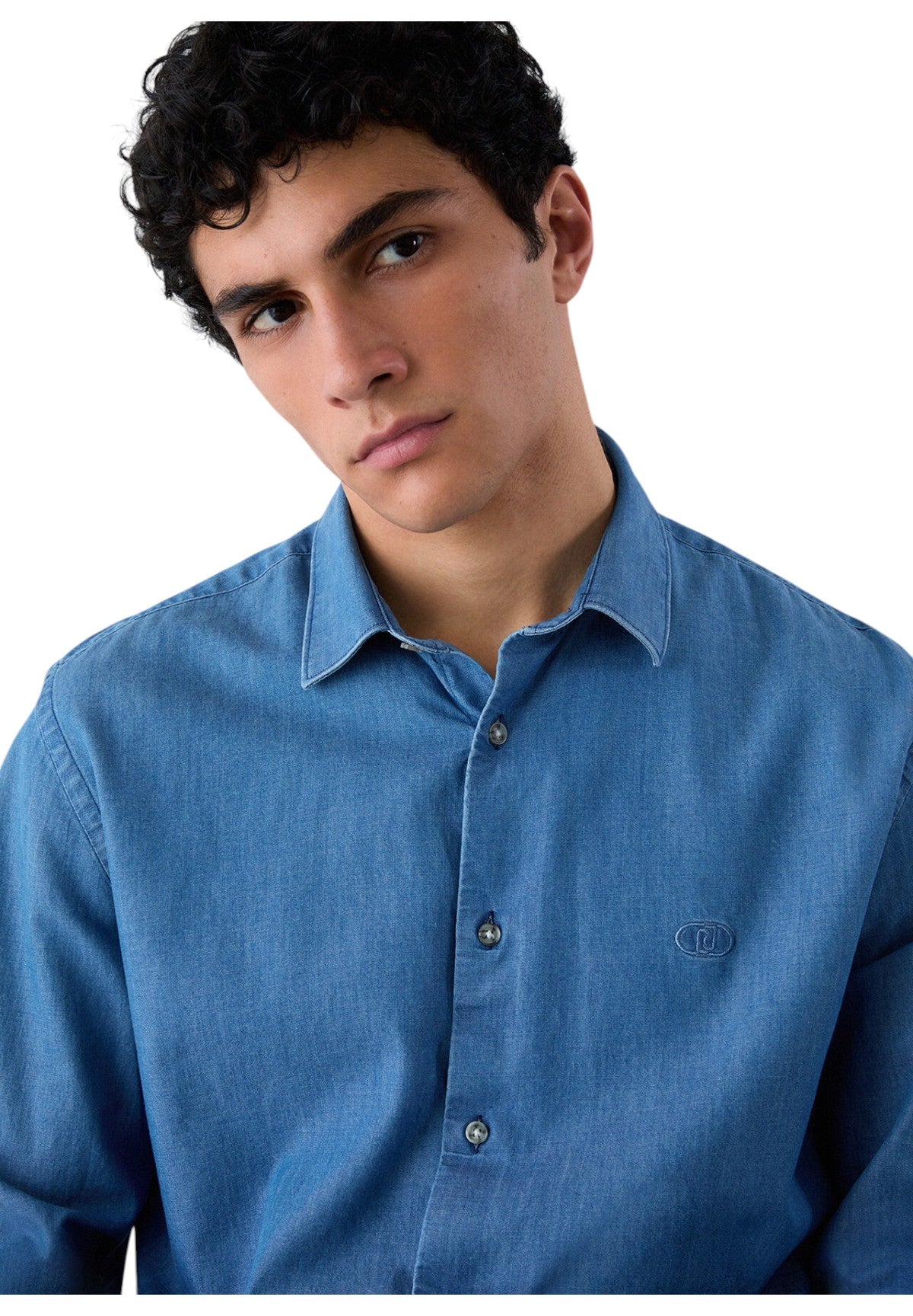 Camicia a Maniche Lunghe Milano Chambray QXX053 Den Blue Sing Wash