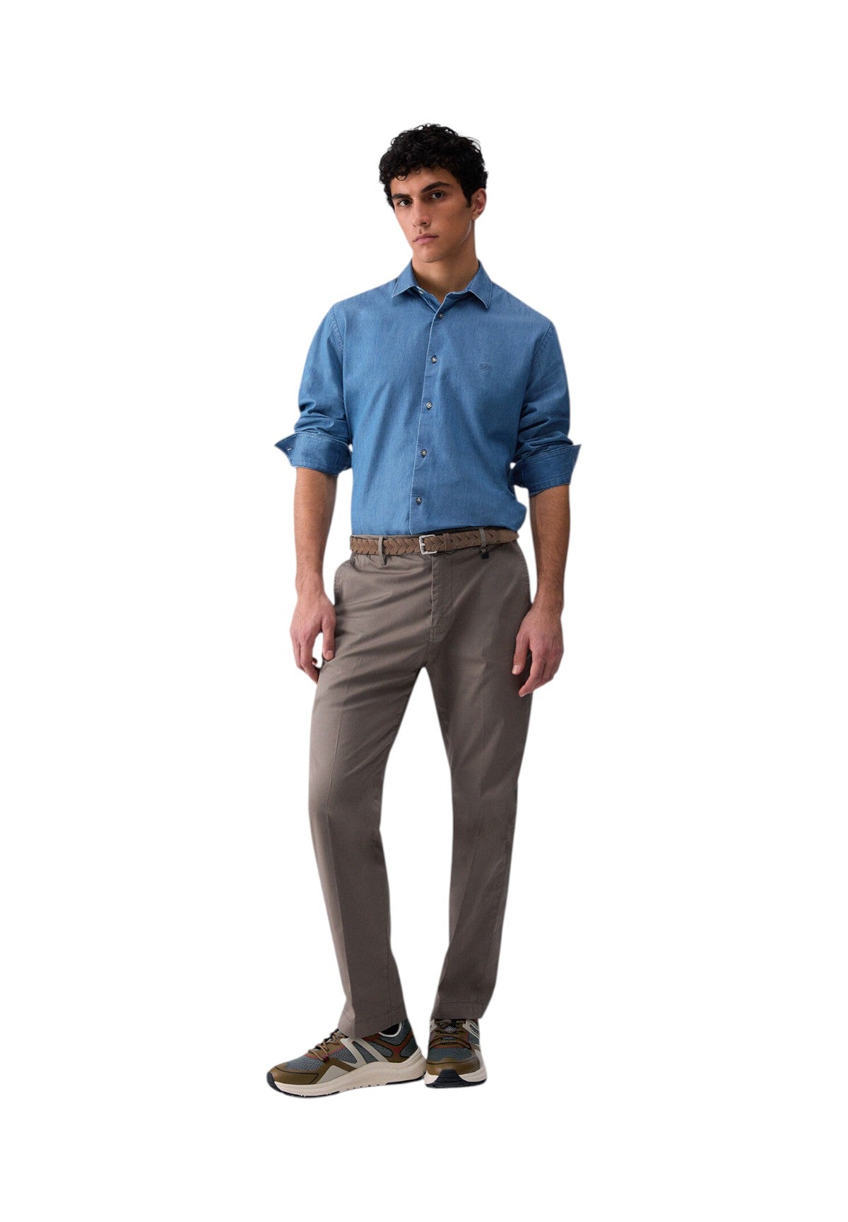 Camicia a Maniche Lunghe Milano Chambray QXX053 Den Blue Sing Wash