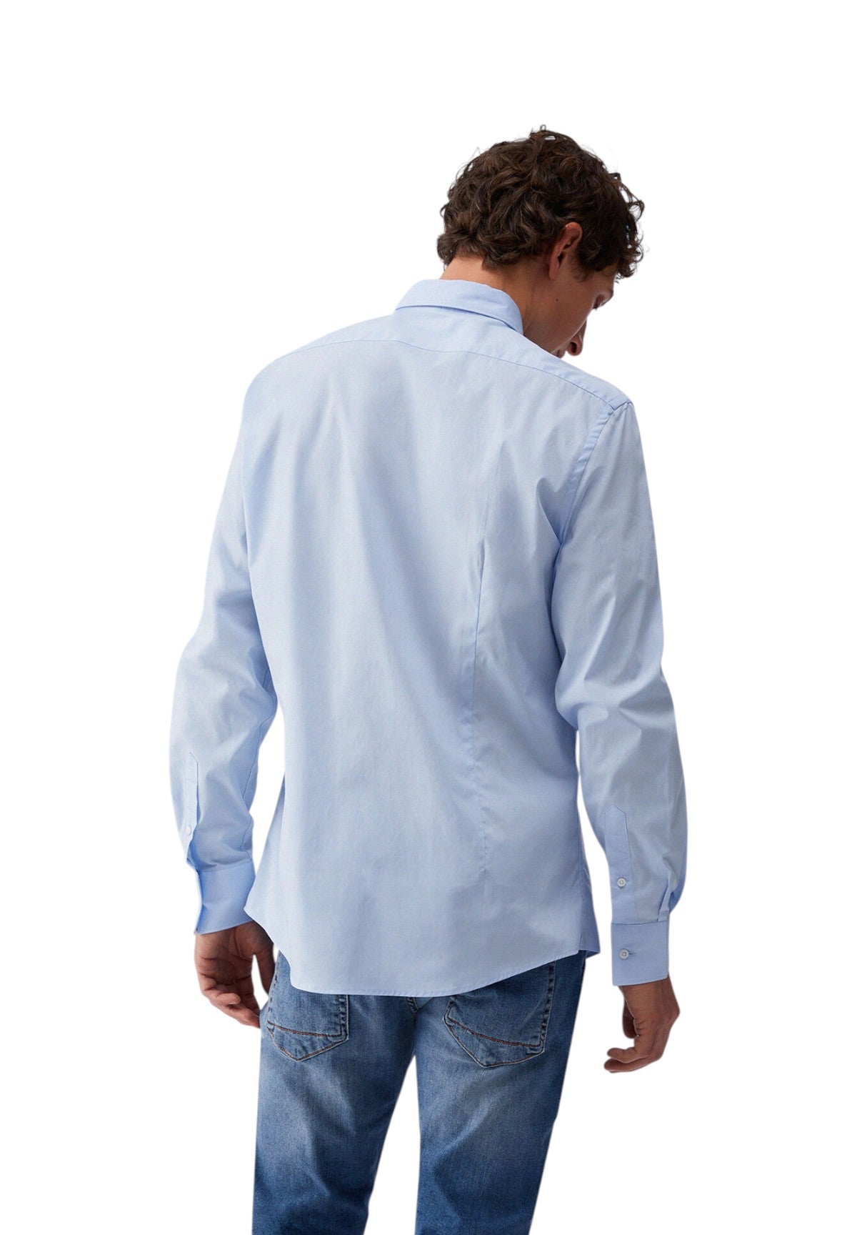 Camicia a Maniche Lunghe Milano Chambray QXX053 Sky blue