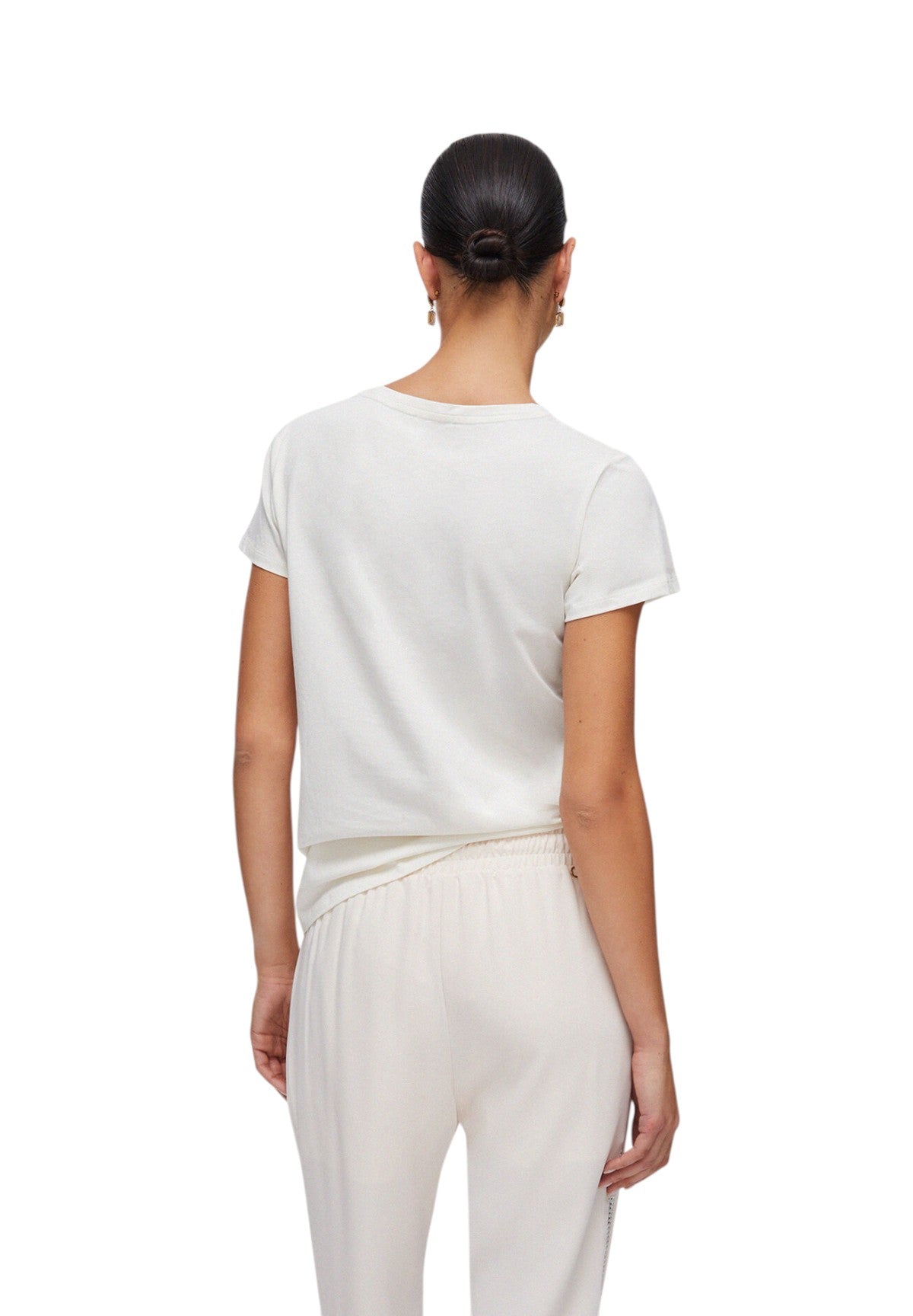 T-shirt a Maniche Corte TA6056 White Milk, Lj Strass