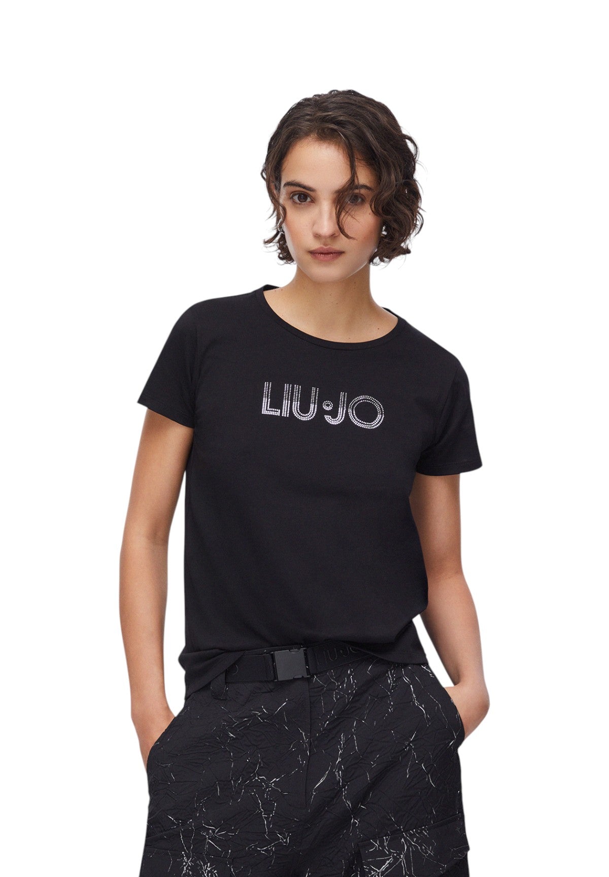 T-shirt a Maniche Corte TA6056 Nero, Liujo