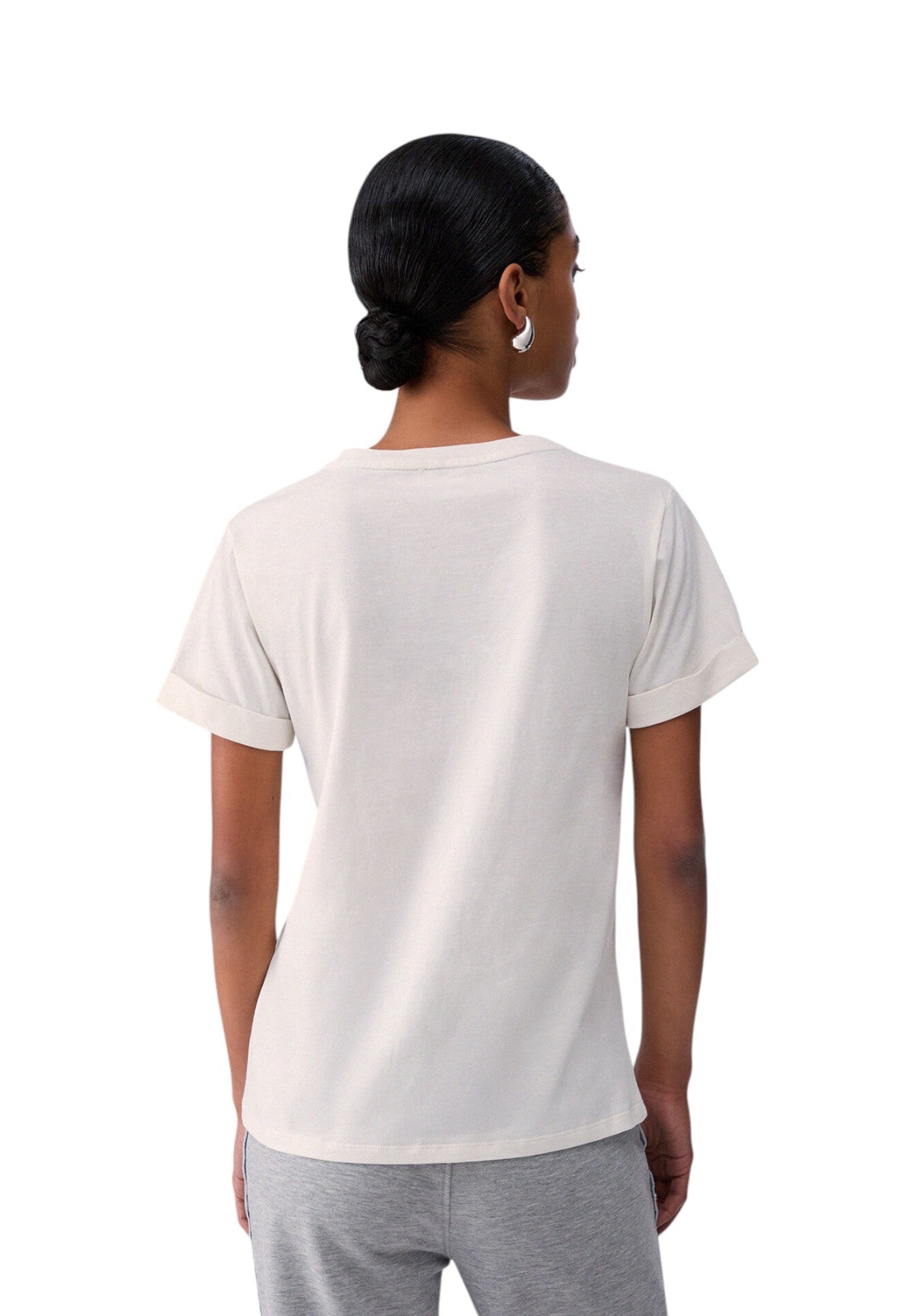 T-shirt a Maniche Corte TA6157 White Milk, Strass