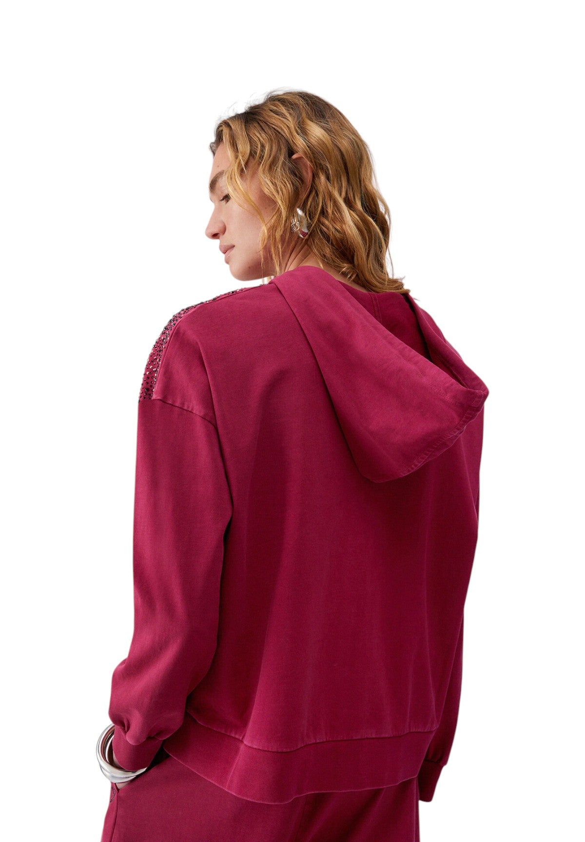 Felpa Full-Zip con Cappuccio TA6196 Scarlet, Waterfall