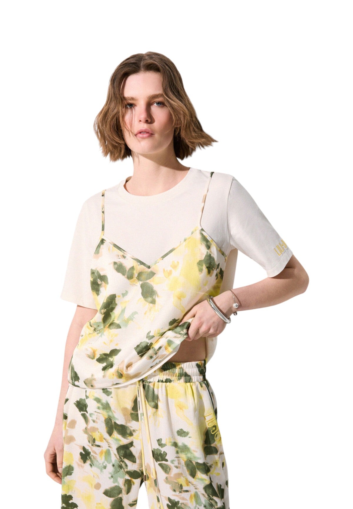 T-shirt a Maniche Corte TA6261 Wh Milk, Green Shades