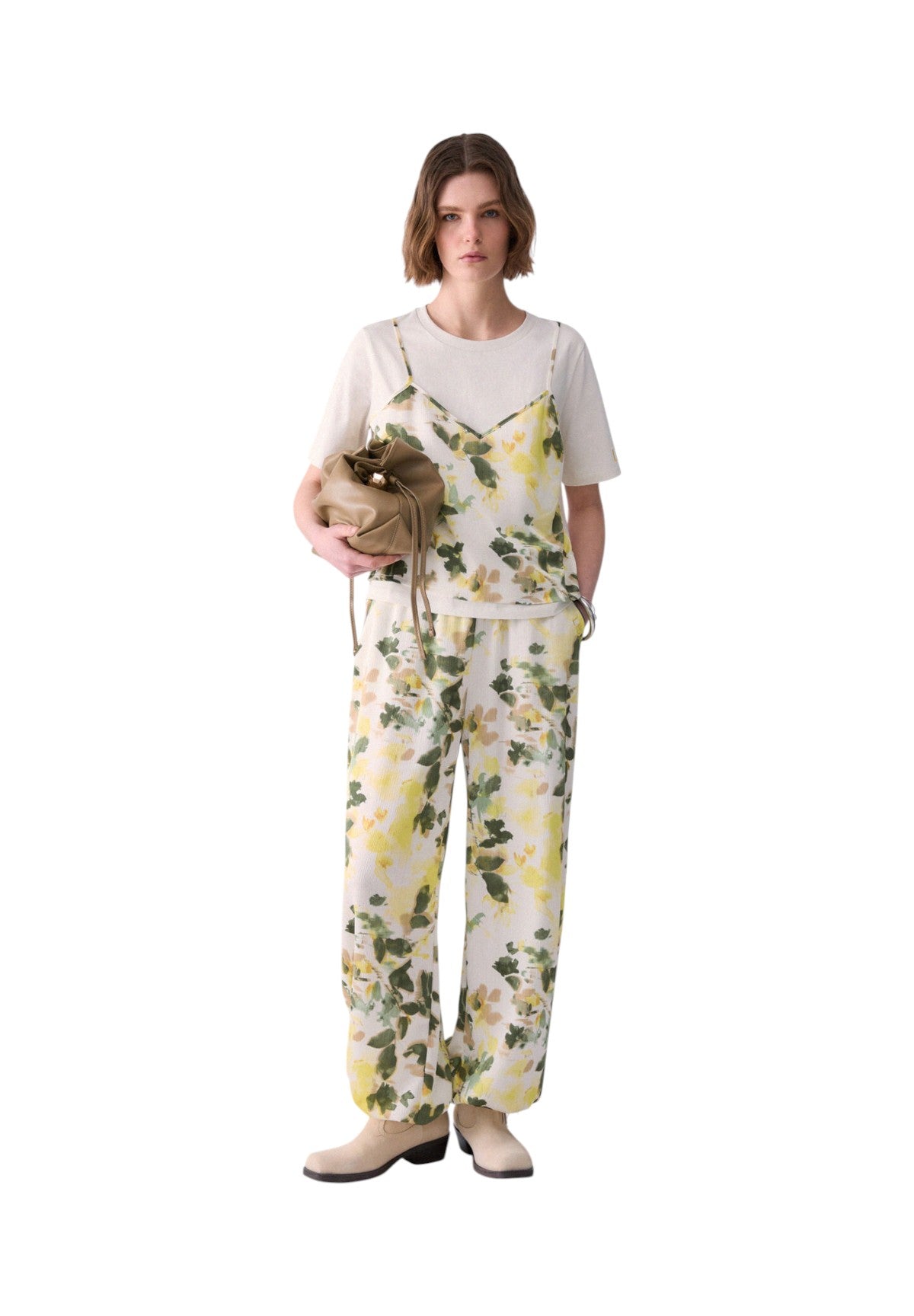 T-shirt a Maniche Corte TA6261 Wh Milk, Green Shades