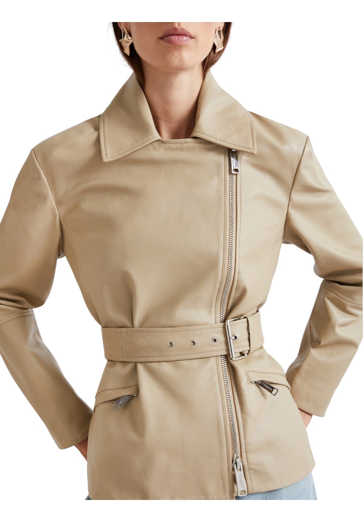 Giacca in Pelle 2613441034200 MLSNEGOZI Sabbia