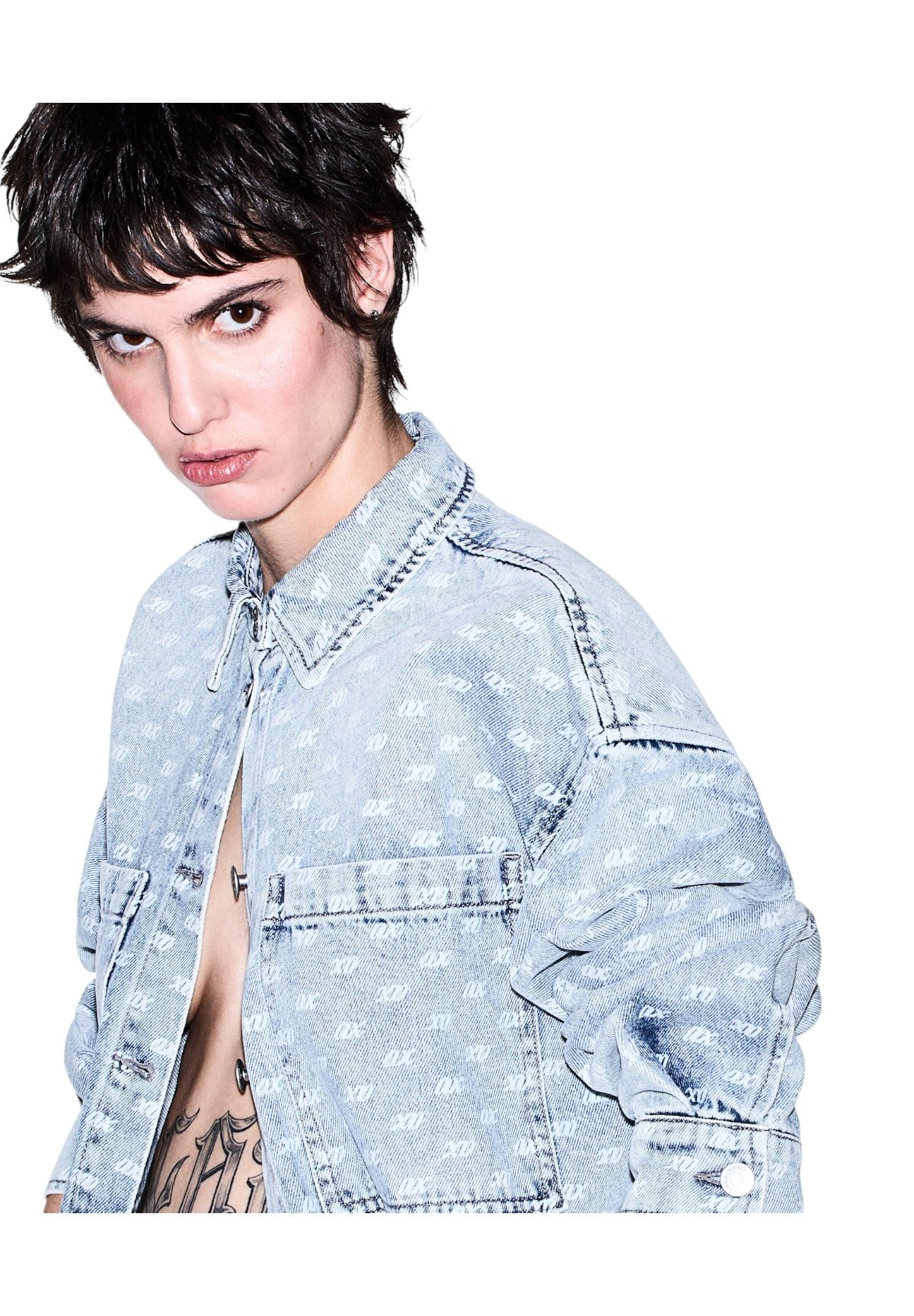Camicia a Maniche Lunghe XW002755 All Over Light Blue
