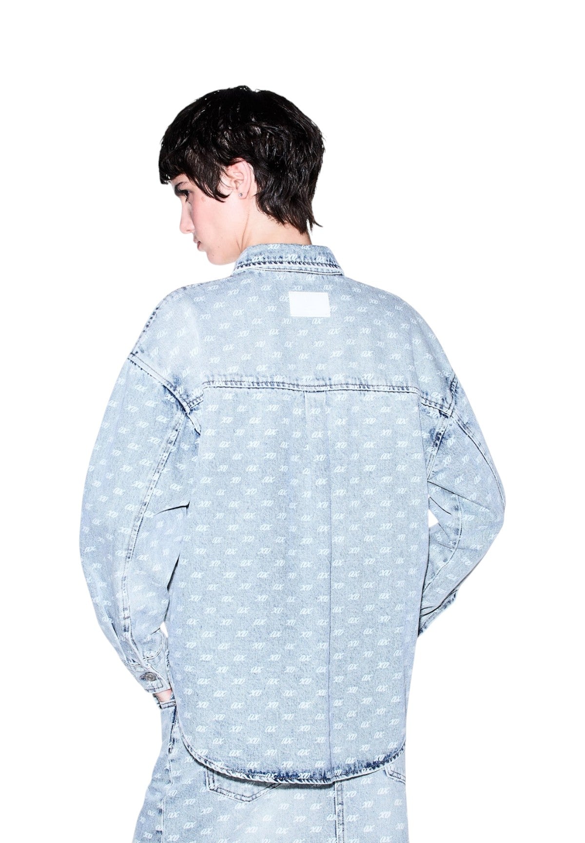 Camicia a Maniche Lunghe XW002755 All Over Light Blue