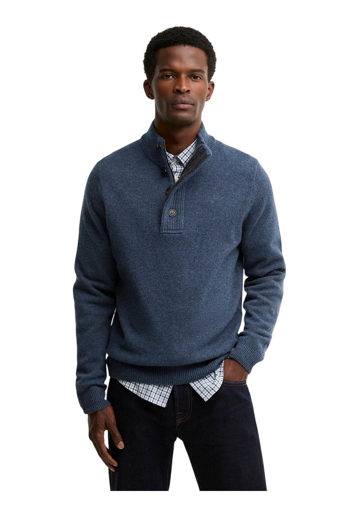 Maglione Collo Alto Essential Patch Half Zip MKN0585 Dark Indigo