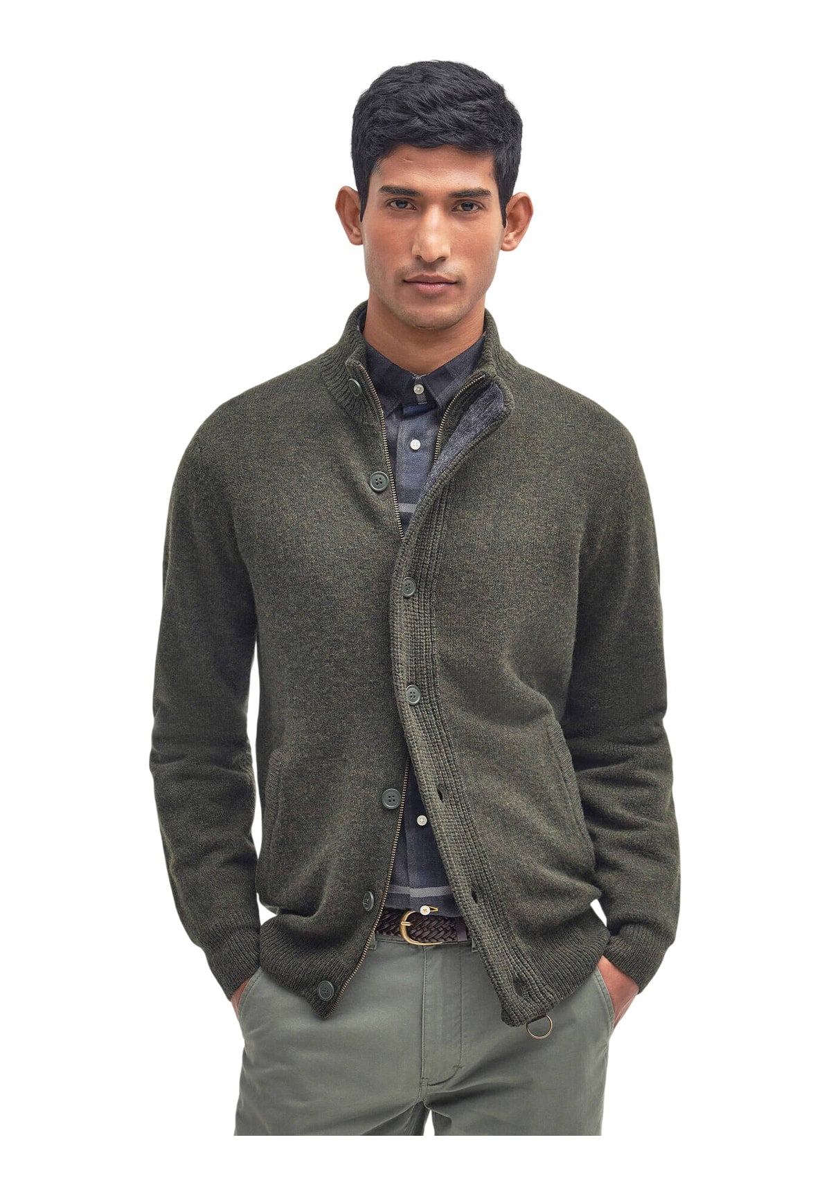 Maglione Collo Alto Essential Patch Zip Through MKN0731 Seaweed