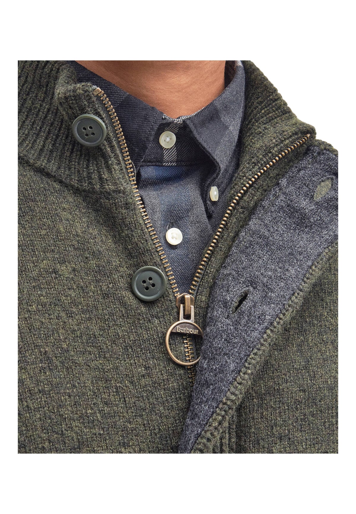 Maglione Collo Alto Essential Patch Zip Through MKN0731 Seaweed